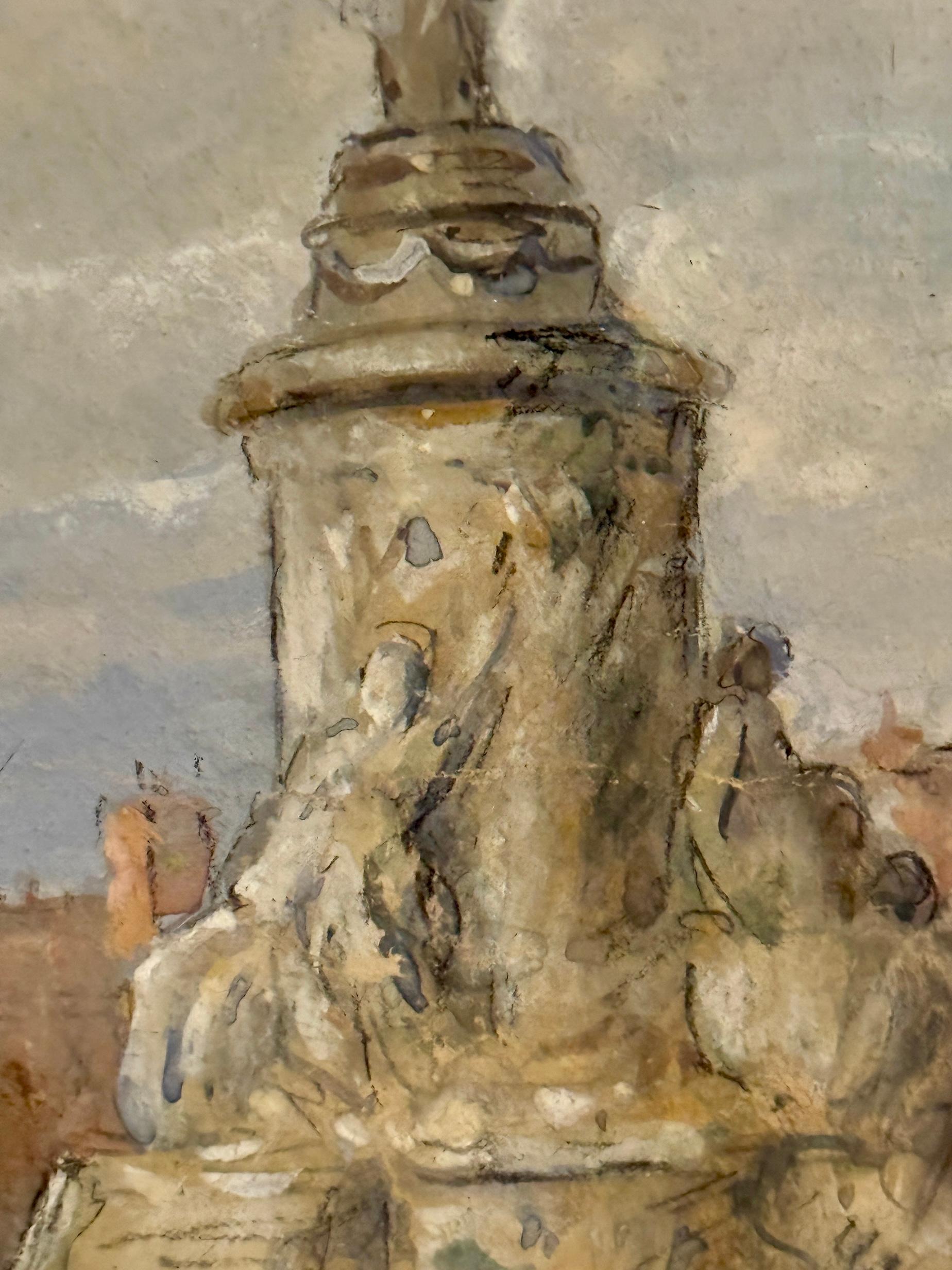 Französischer Impressionist, Place de la République.Figuren, Pferd und Markt in Paris im Angebot 6