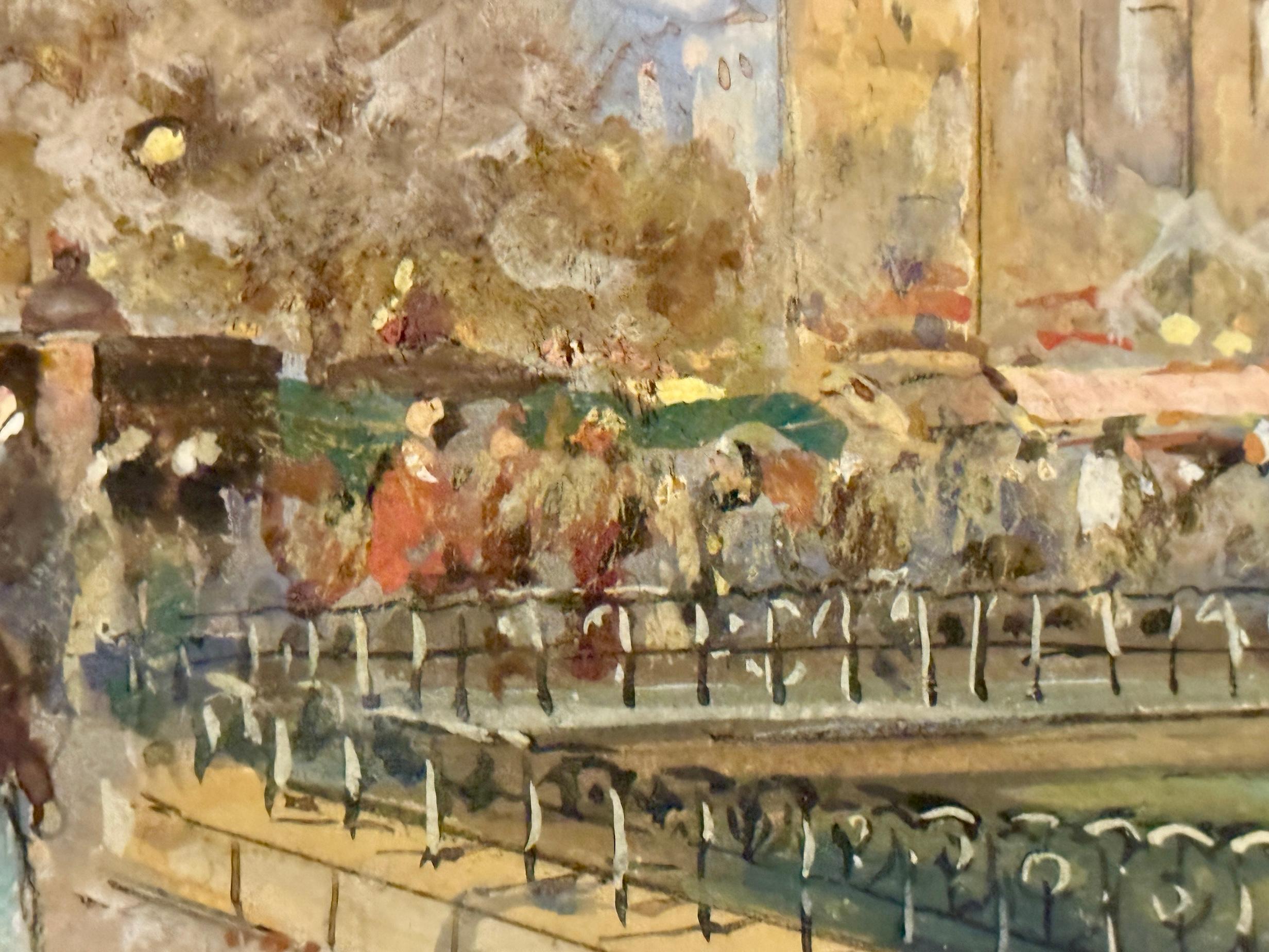 Französischer Impressionist, Place de la République.Figuren, Pferd und Markt in Paris im Angebot 7