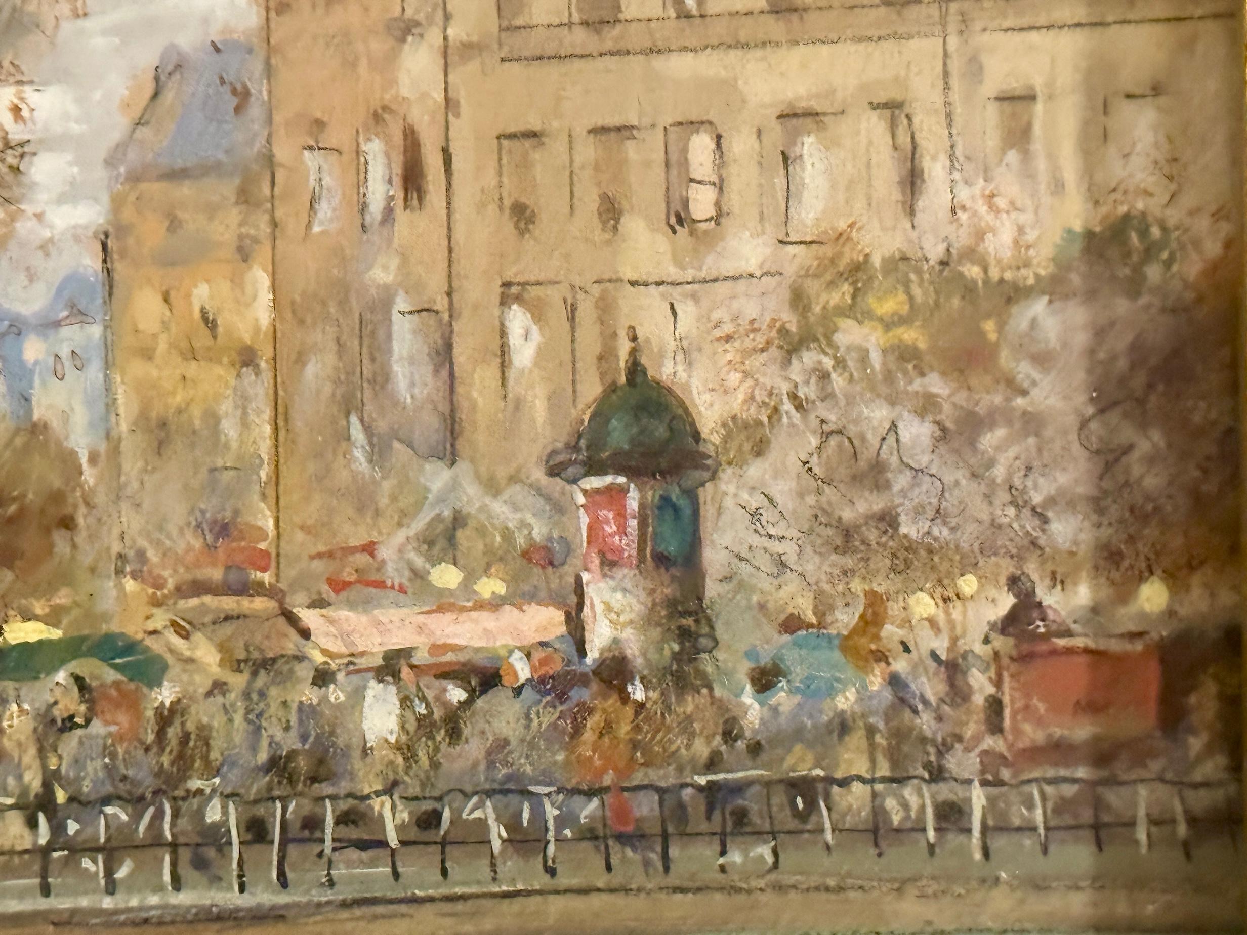 Französischer Impressionist, Place de la République.Figuren, Pferd und Markt in Paris (Impressionismus), Painting, von Eugene Galien-Laloue