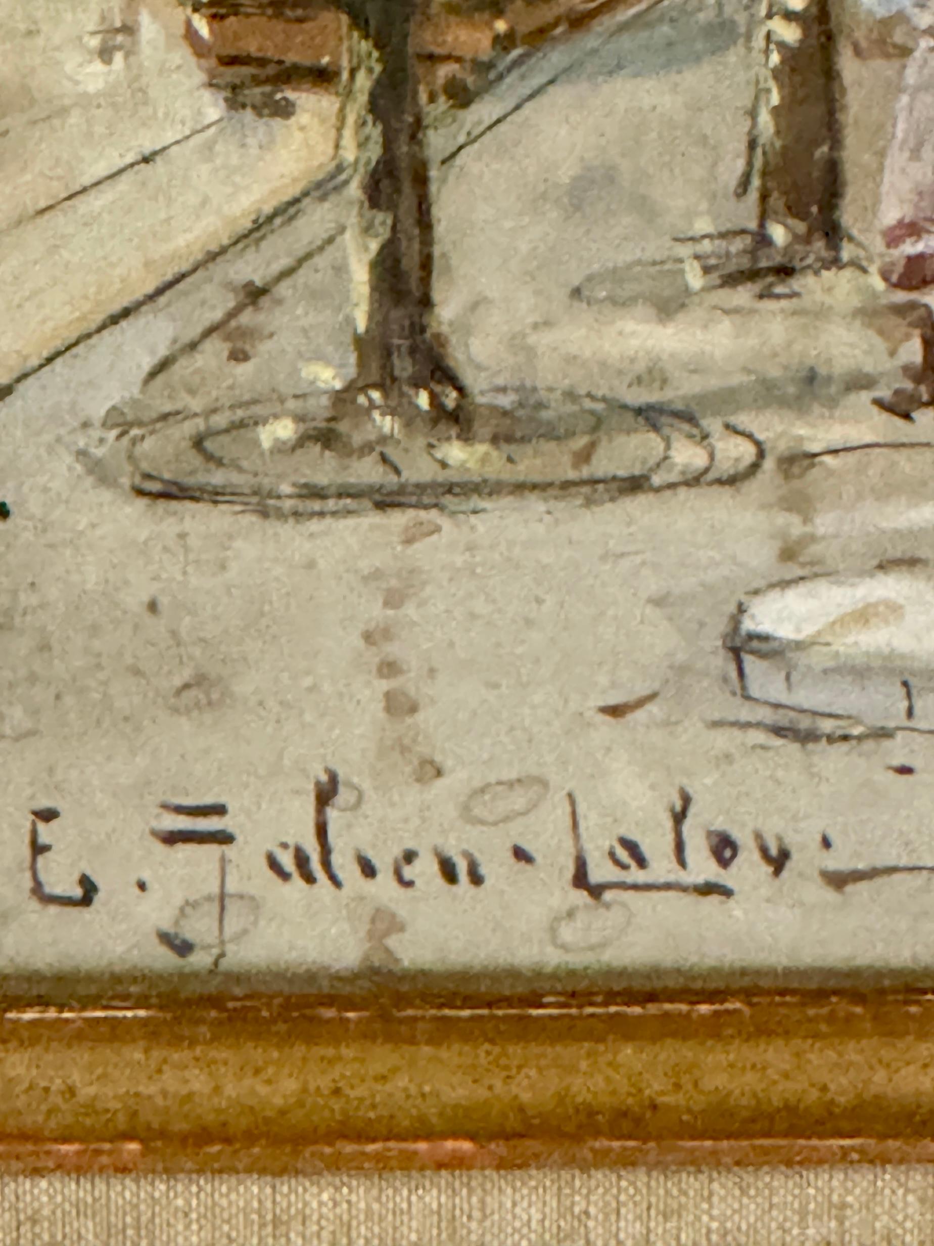 Französischer Impressionist, Place de la République.Figuren, Pferd und Markt in Paris im Angebot 3