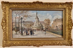 French Impressionist, Place de la République.figures, horse and market in Paris