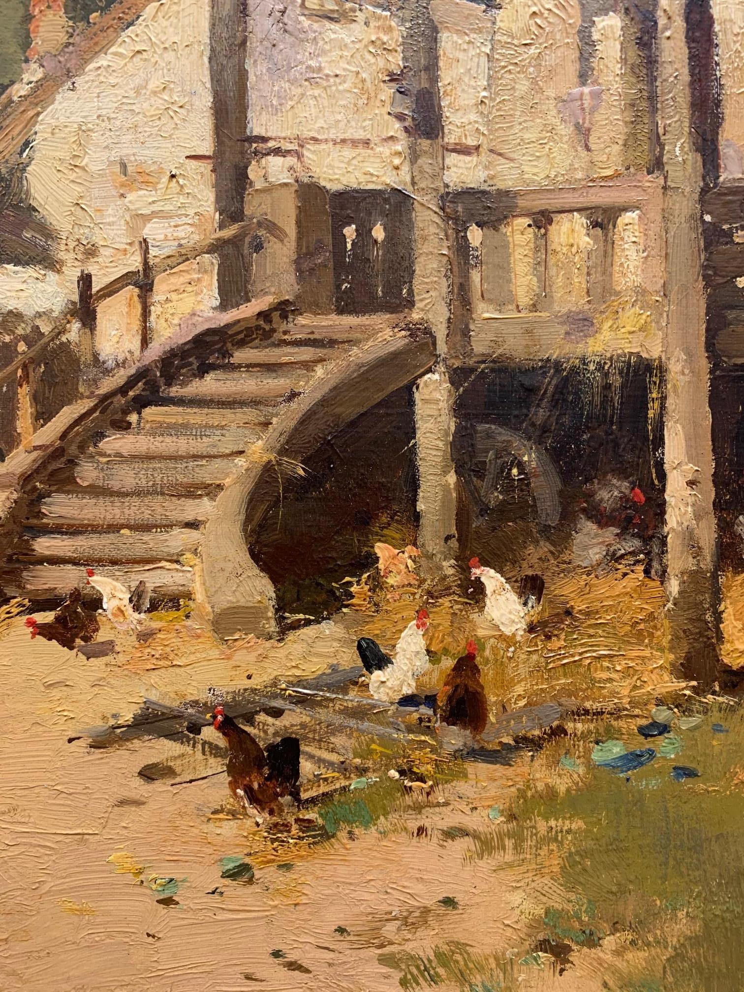 Gîte à la campagne, Impressionist 19. Jahrhundert (Braun), Landscape Painting, von Eugene Galien-Laloue