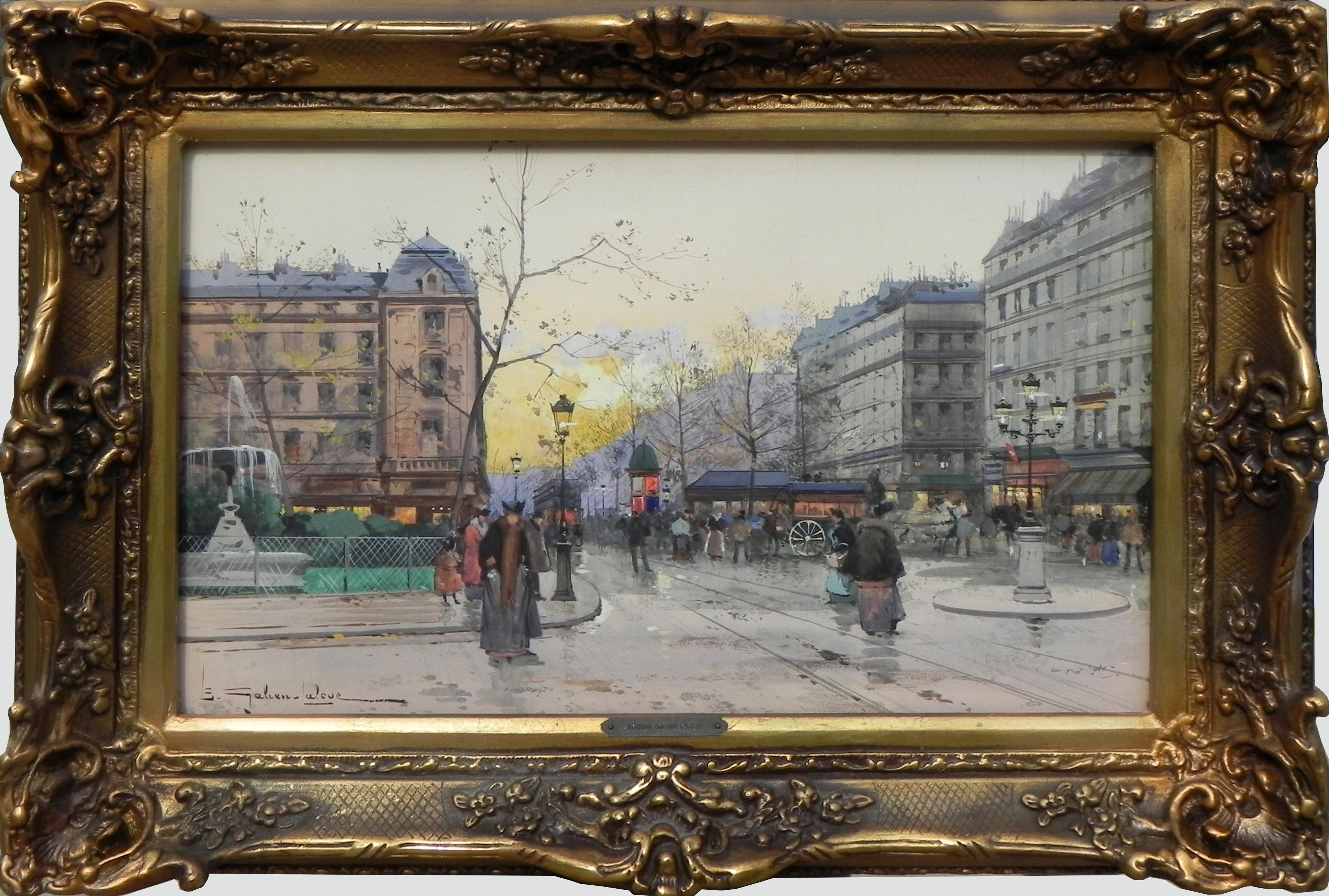 "La Place Pigalle", Galien-Laloue, Gouache, French Impressionism c.1927
