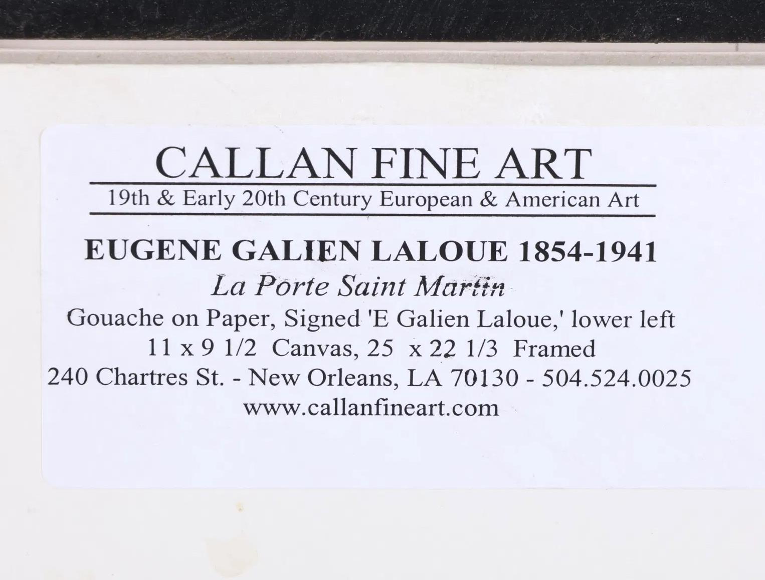 La Porte Saint Martin, Paris - Gris Landscape Painting par Eugene Galien-Laloue