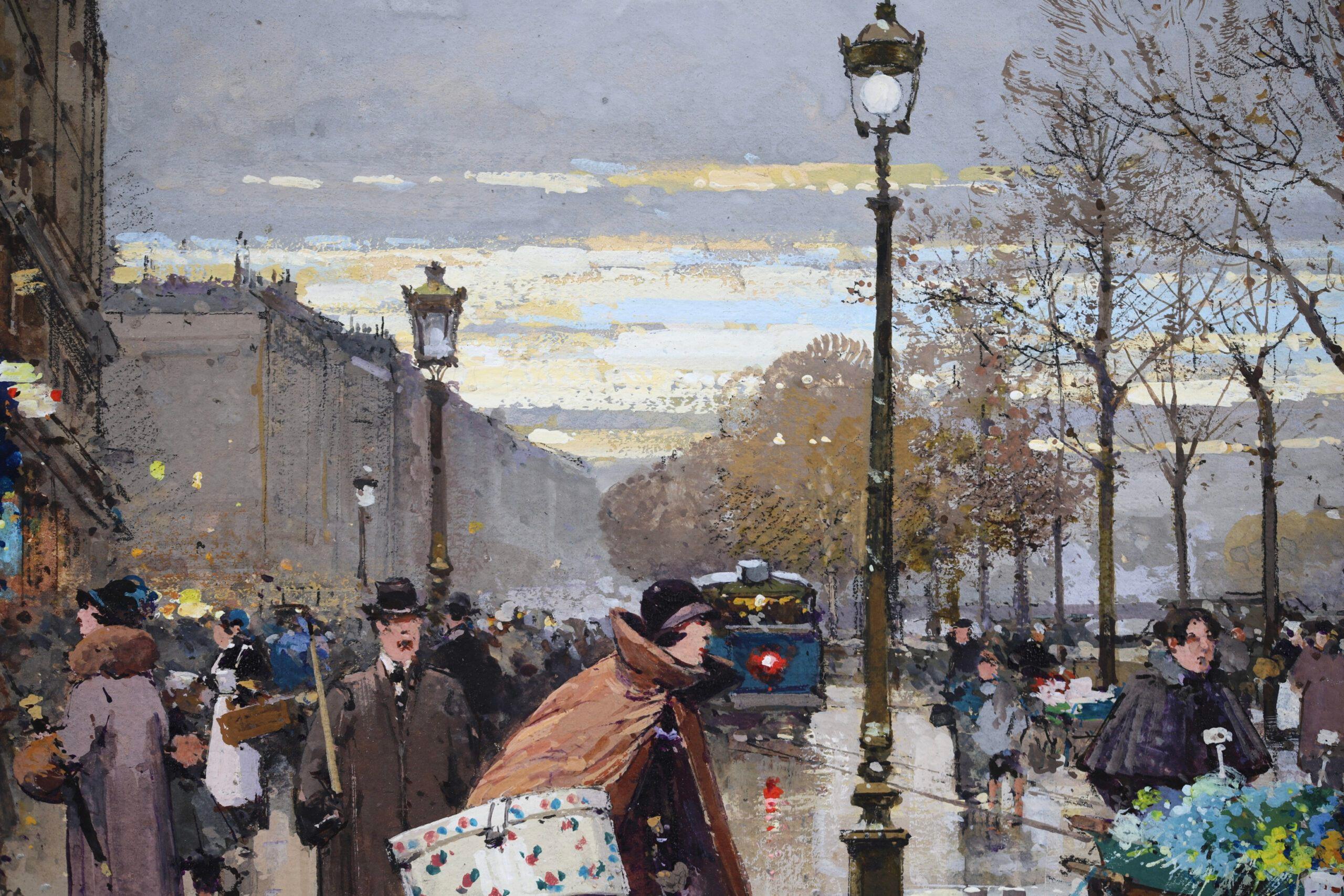 Le Quai de la Tournelle - Impressionist Cityscape Oil by Eugene Galien-Laloue For Sale 9