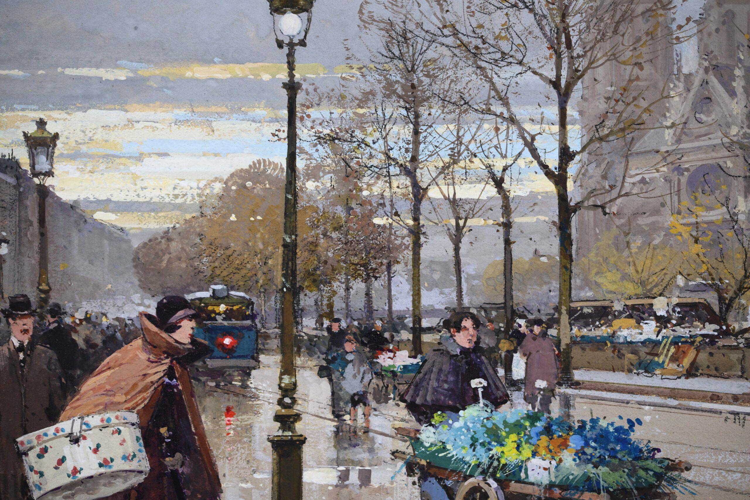 Le Quai de la Tournelle - Impressionist Cityscape Oil by Eugene Galien-Laloue For Sale 10