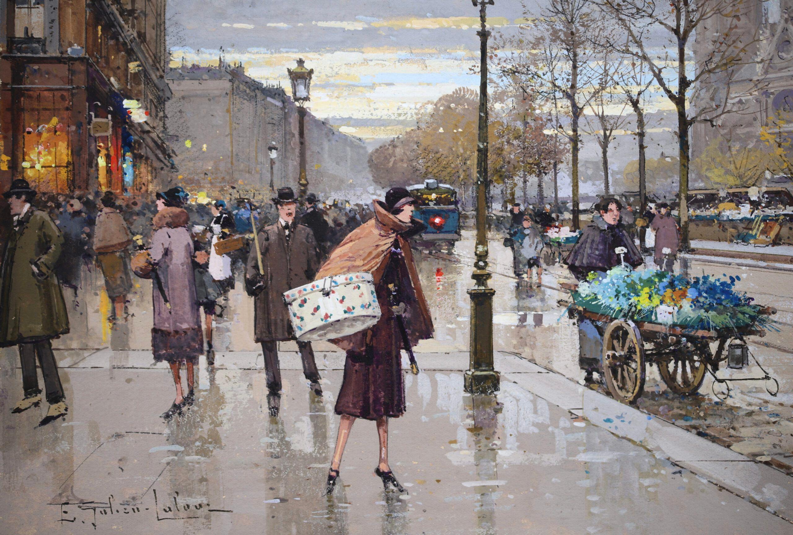 Le Quai de la Tournelle - Impressionist Cityscape Oil by Eugene Galien-Laloue For Sale 2