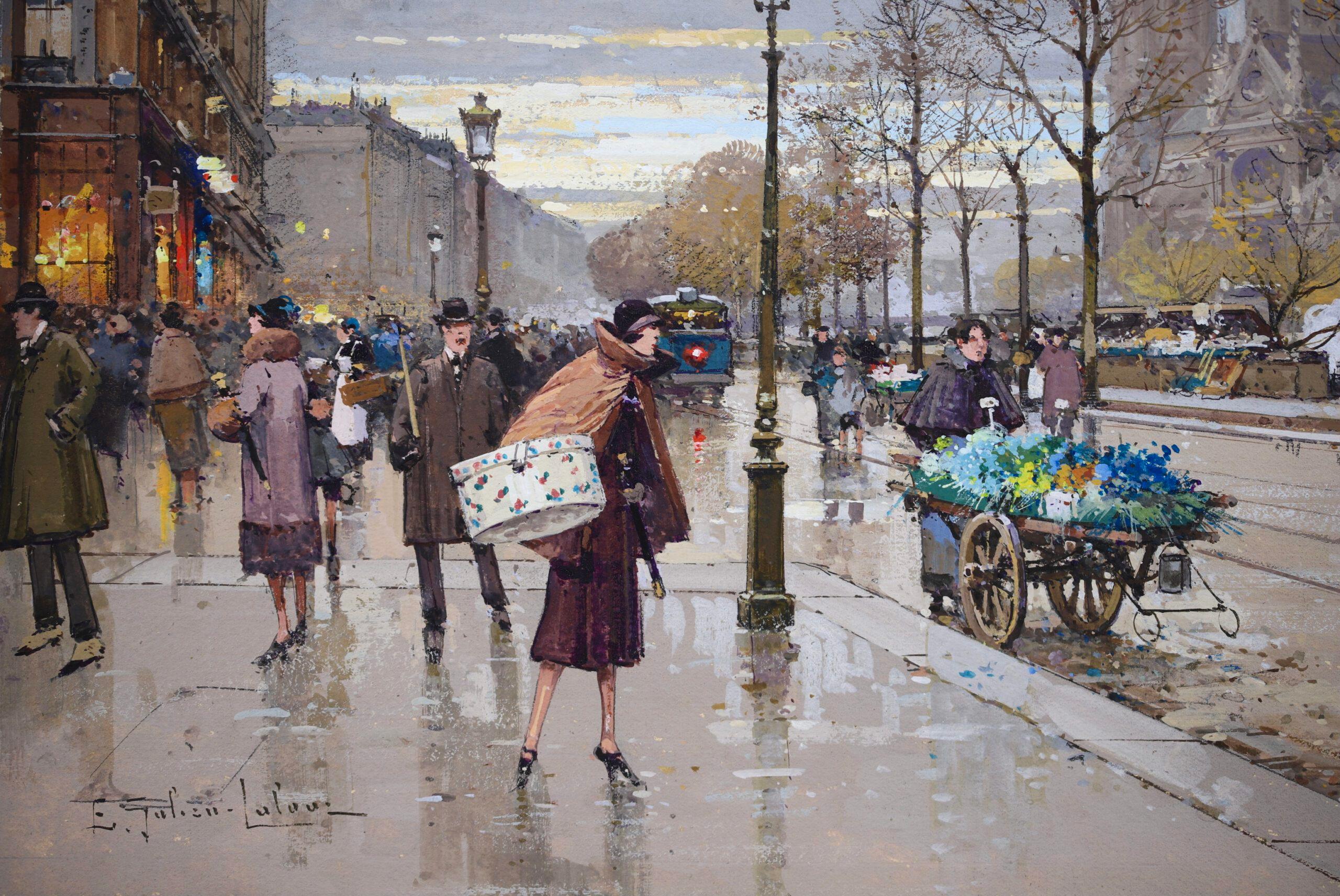 Le Quai de la Tournelle - Impressionist Cityscape Oil by Eugene Galien-Laloue For Sale 3
