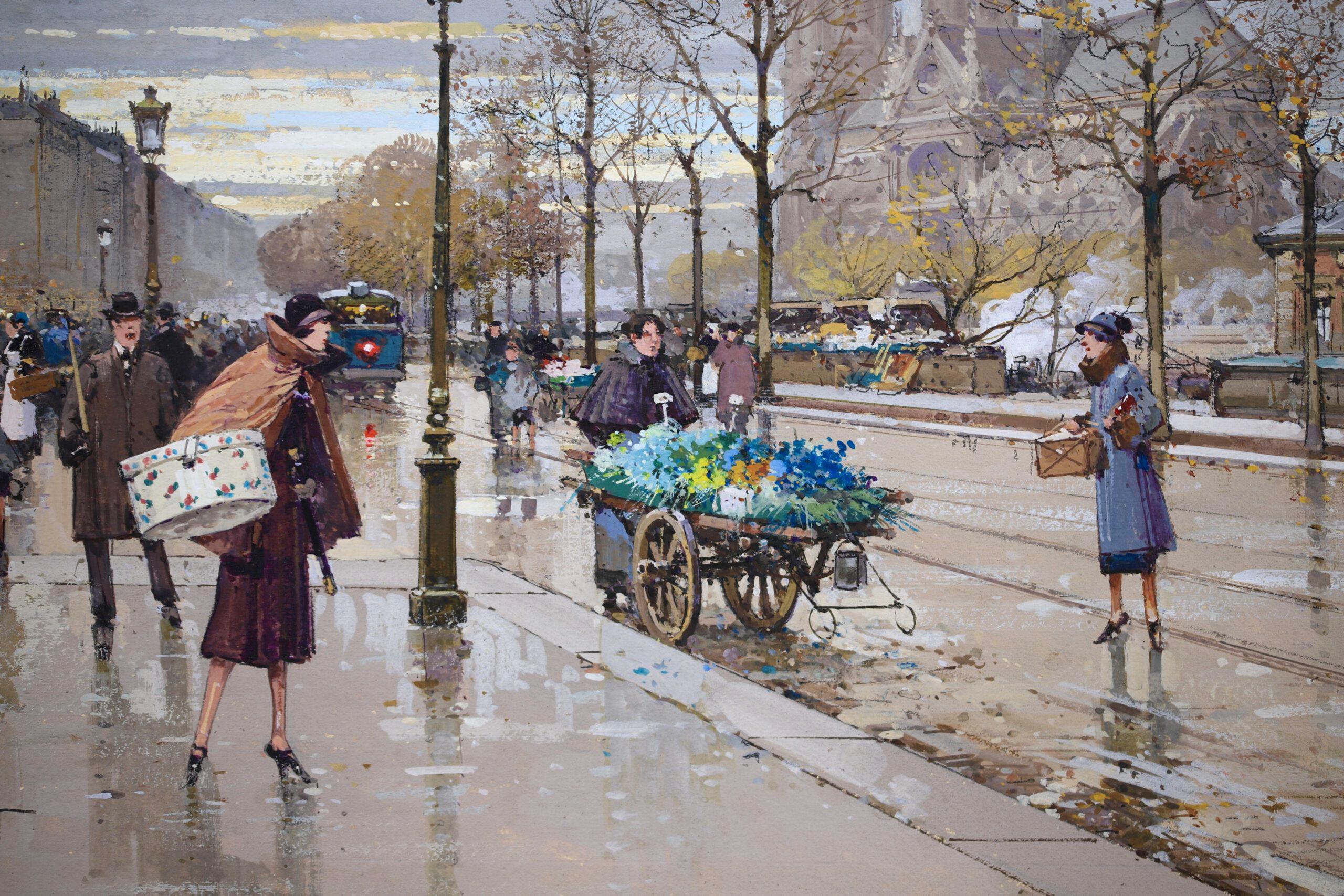 Le Quai de la Tournelle - Impressionist Cityscape Oil by Eugene Galien-Laloue For Sale 4