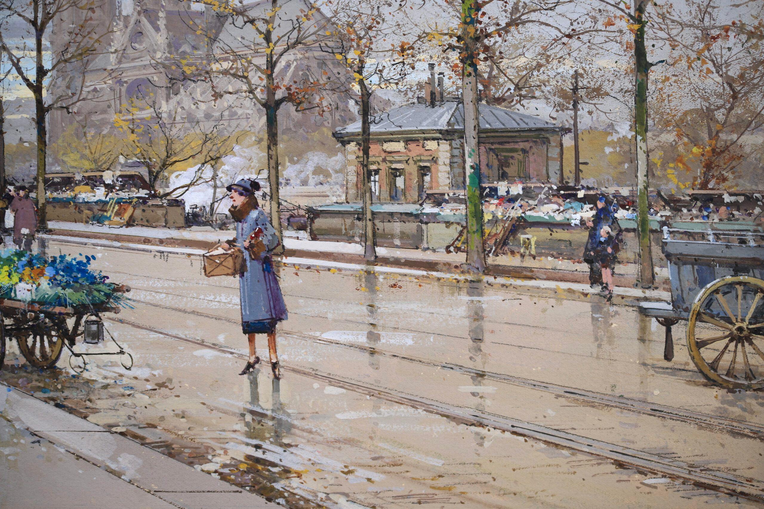Le Quai de la Tournelle - Impressionist Cityscape Oil by Eugene Galien-Laloue For Sale 5