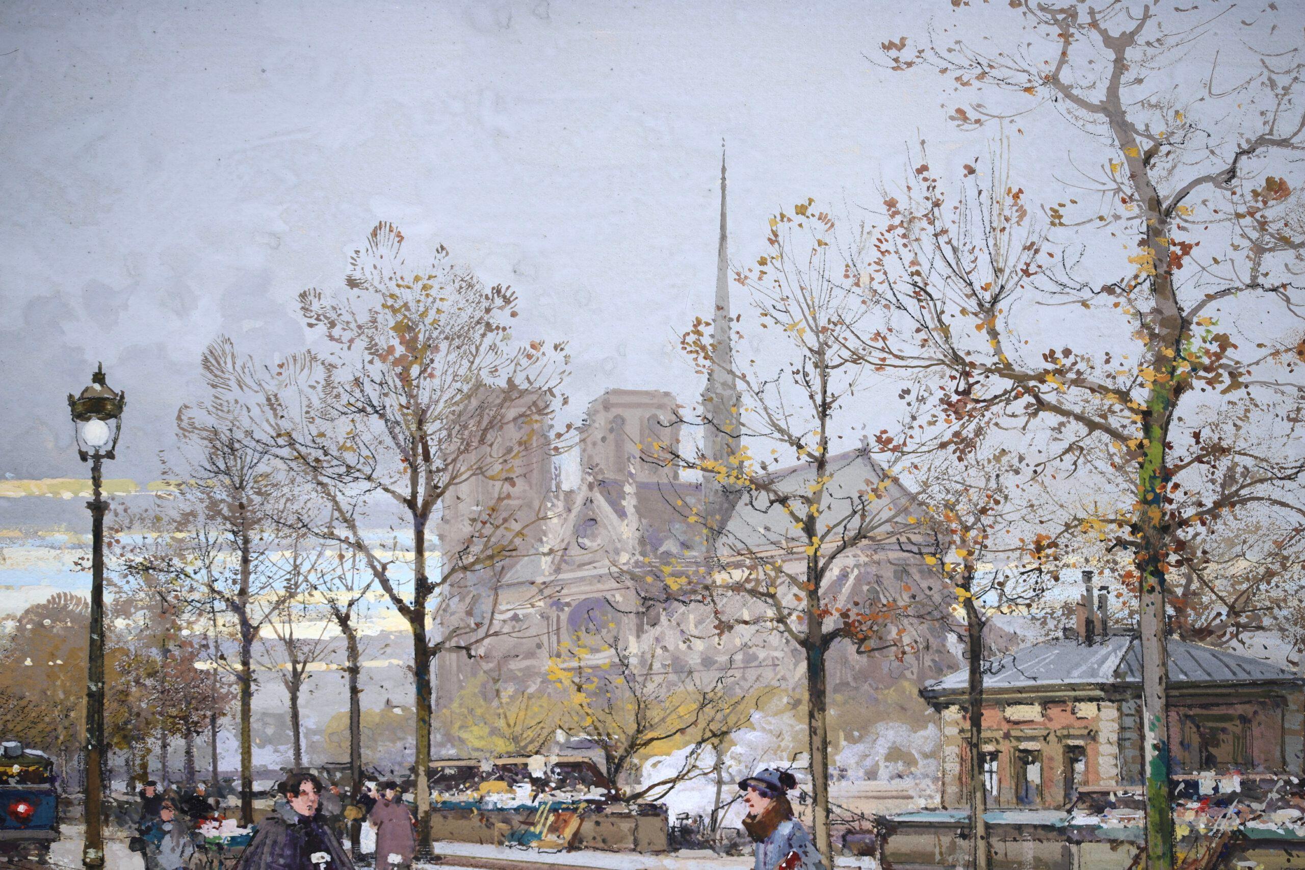Le Quai de la Tournelle - Impressionist Cityscape Oil by Eugene Galien-Laloue For Sale 7