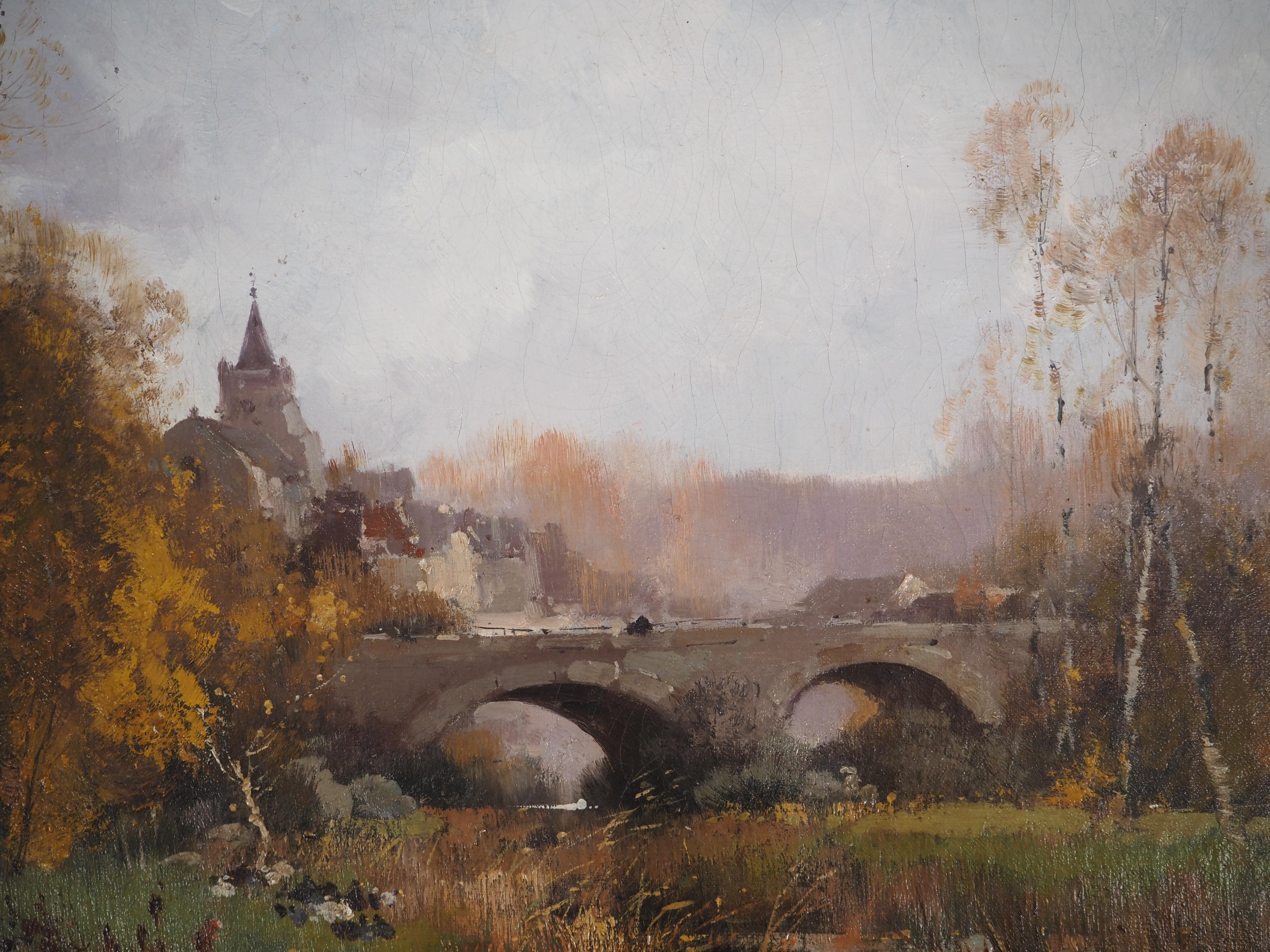 Eugene GALIEN - LALOUE
Normandy, Bridge Near a Village 

Original oil painting on canvas 
Signed bottom left J Lievin (pseudonym of the artist)
On canvas 46 x 65 cm (c. 18 x 26 in)
Presented in a golden wood frame 54 x 73 cm (c. 22 x 29 in)

Very
