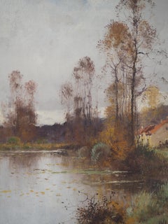 Normandy, The Old Farm Near the River  - Original painting on canvas - Signed