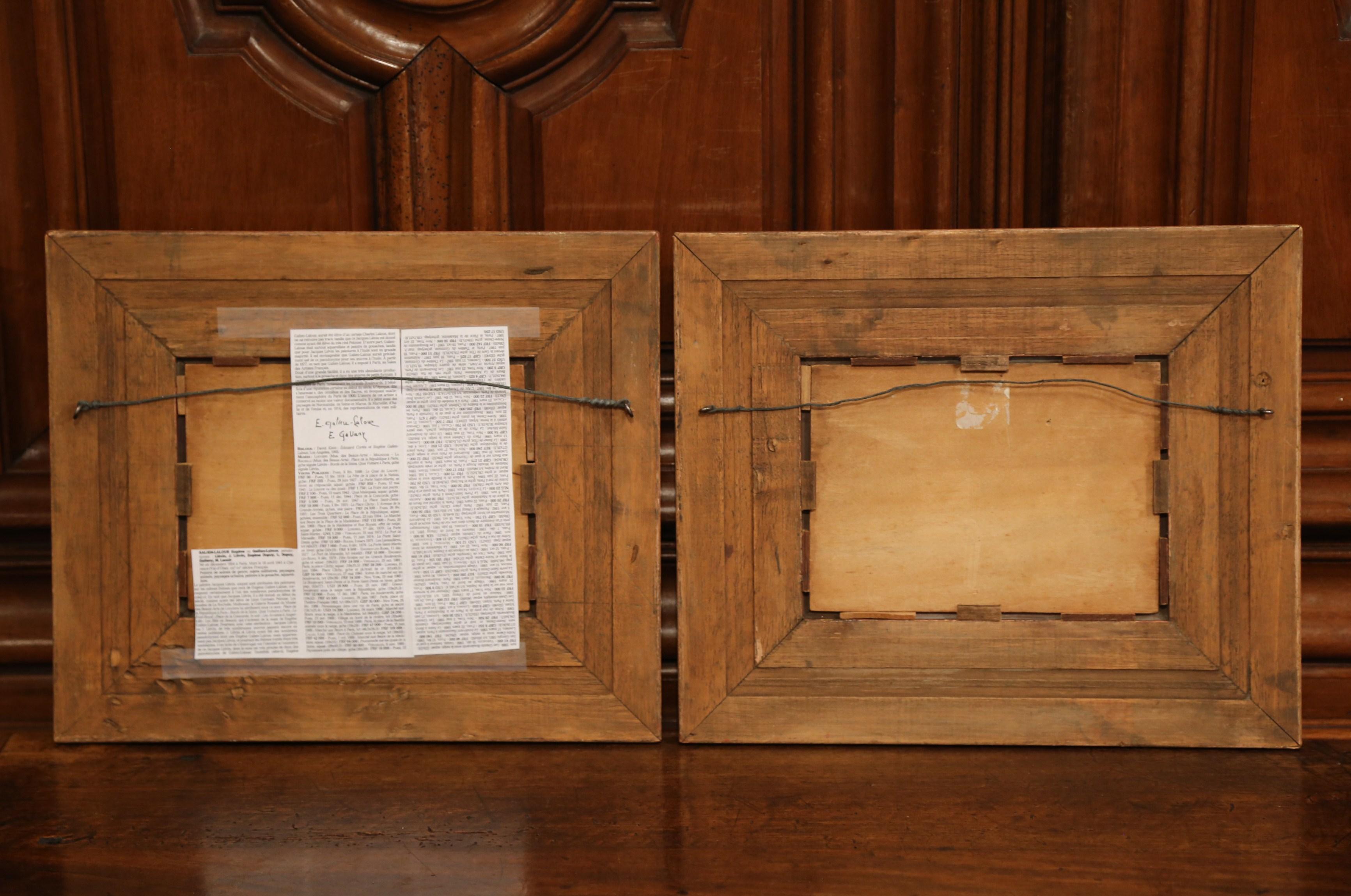 Pair of 19th Century French Oil on Board in Gilt Frames Signed A. Languinais For Sale 5