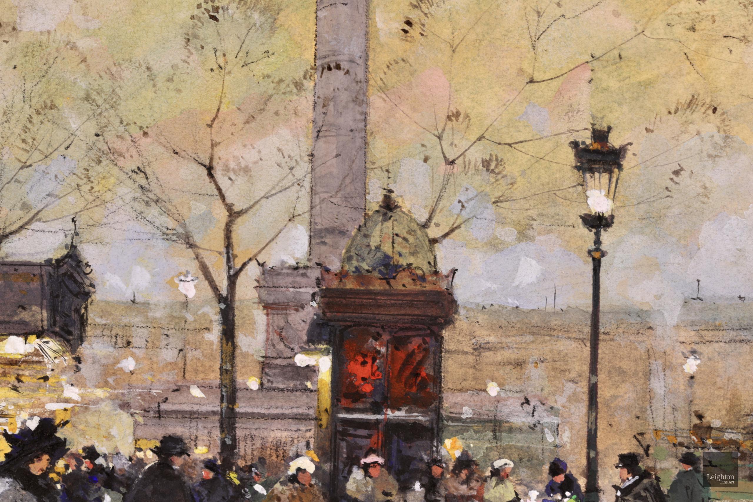 Place de la Bastille - Impressionist Gouache Cityscape by Eugene Galien-Laloue 8