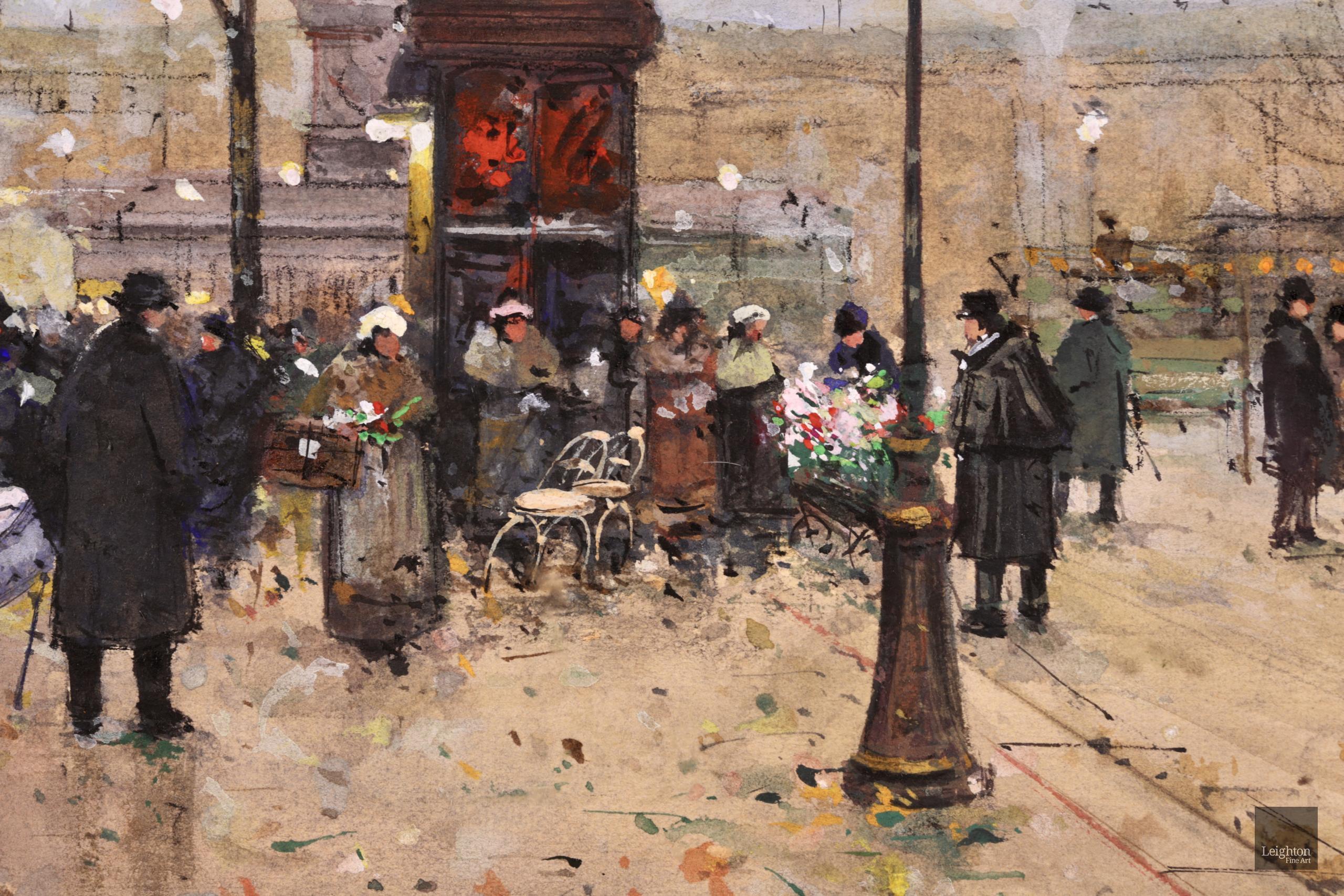 Place de la Bastille - Impressionist Gouache Cityscape by Eugene Galien-Laloue 4