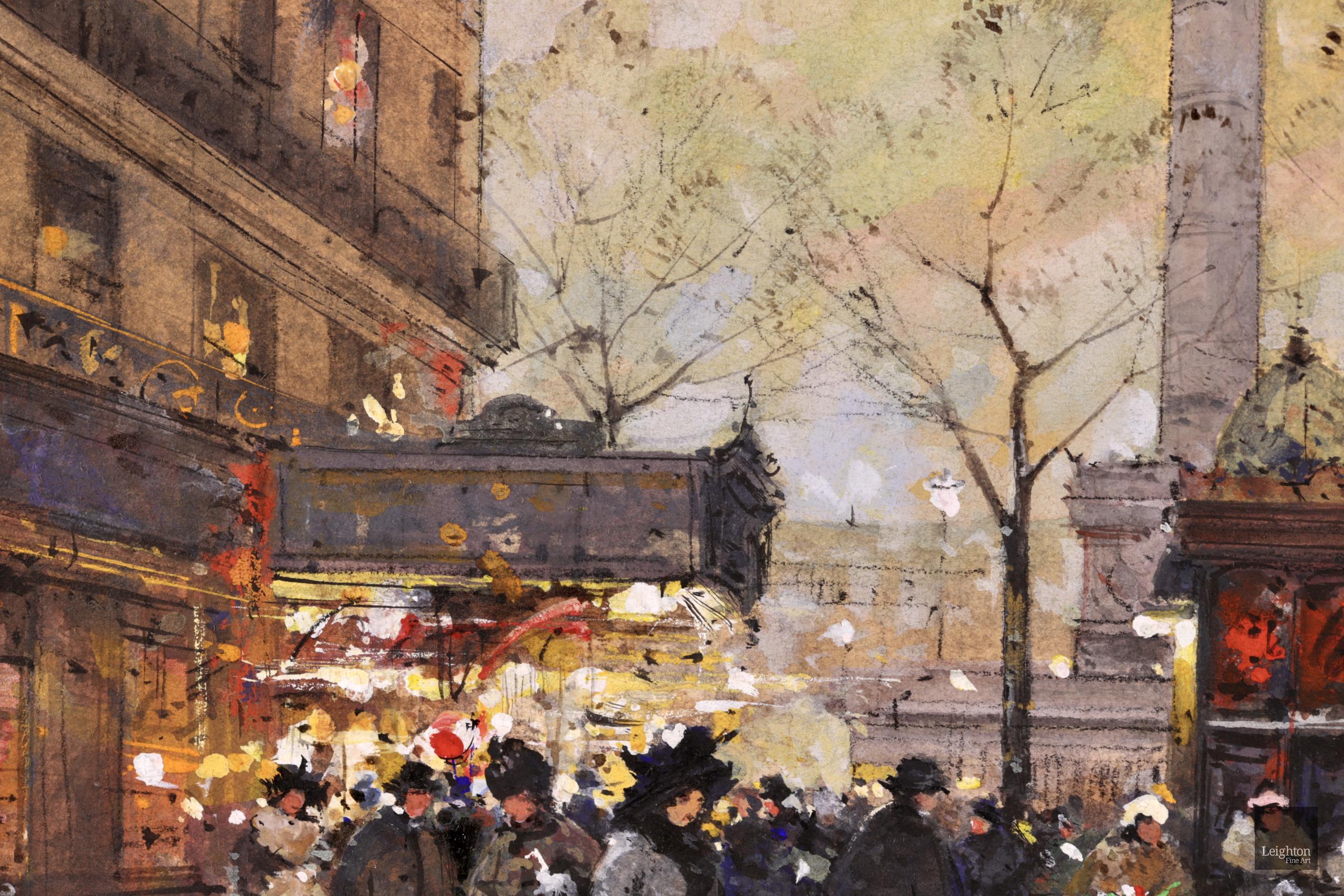 Place de la Bastille - Impressionist Gouache Cityscape by Eugene Galien-Laloue 7