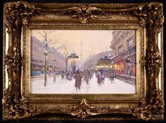 Vintage Place de la Bastille - Impressionist Snowy Cityscape by Eugene Galien-Laloue