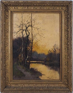River et Bridget au coucher du soleil - Peinture originale sur carton - Signée