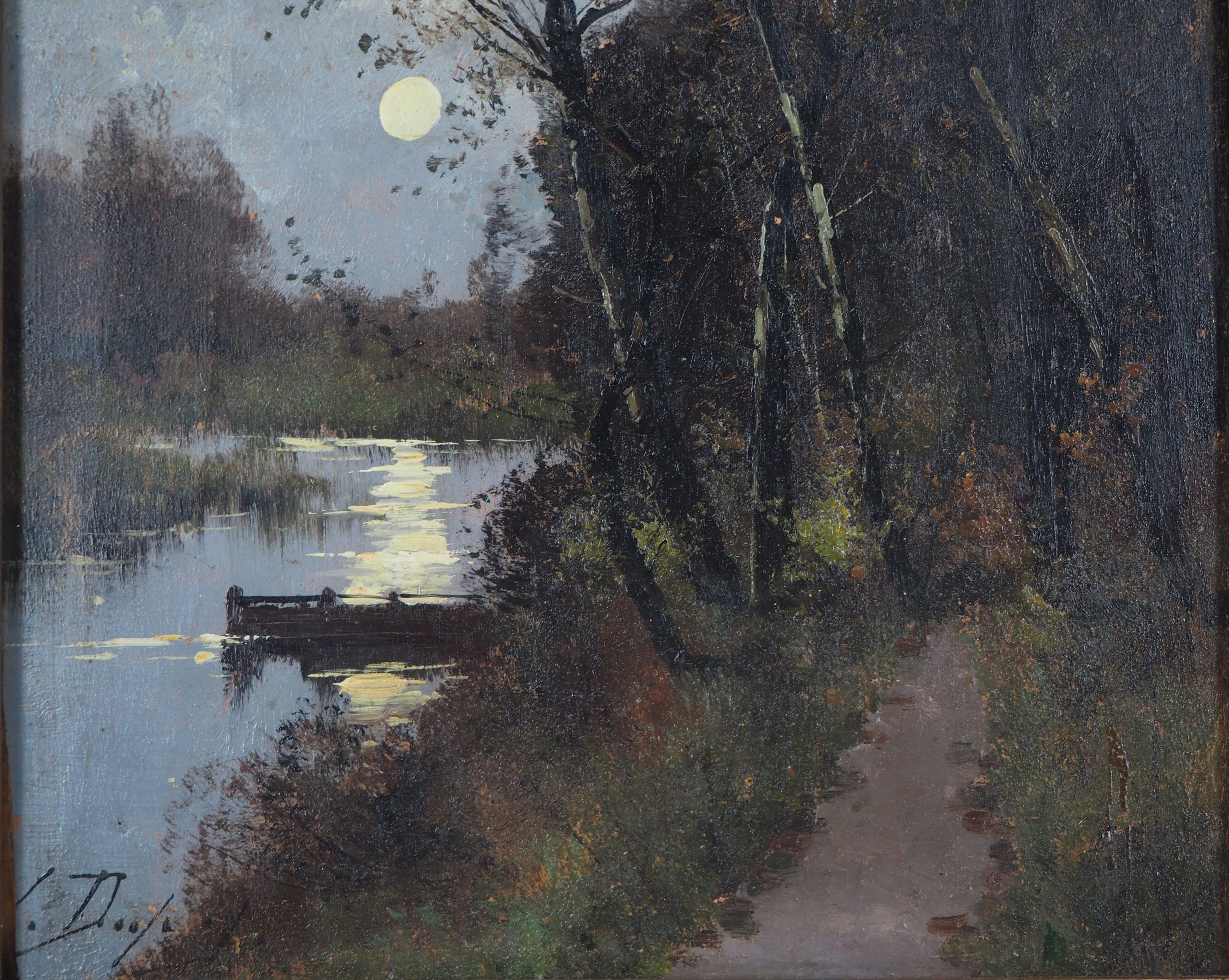 Eugene GALIEN - LALOUE
River at the Moonlight 

Original painting on wood panel 
Signed bottom left L Dupuy (pseudonym of the artist)
On wood panel 33.5 x 24 cm (c. 13 x 10 in)
Presented in golden wood frame 43 x 34 cm (c. 17 x 12 in)

AUTHENTICITY