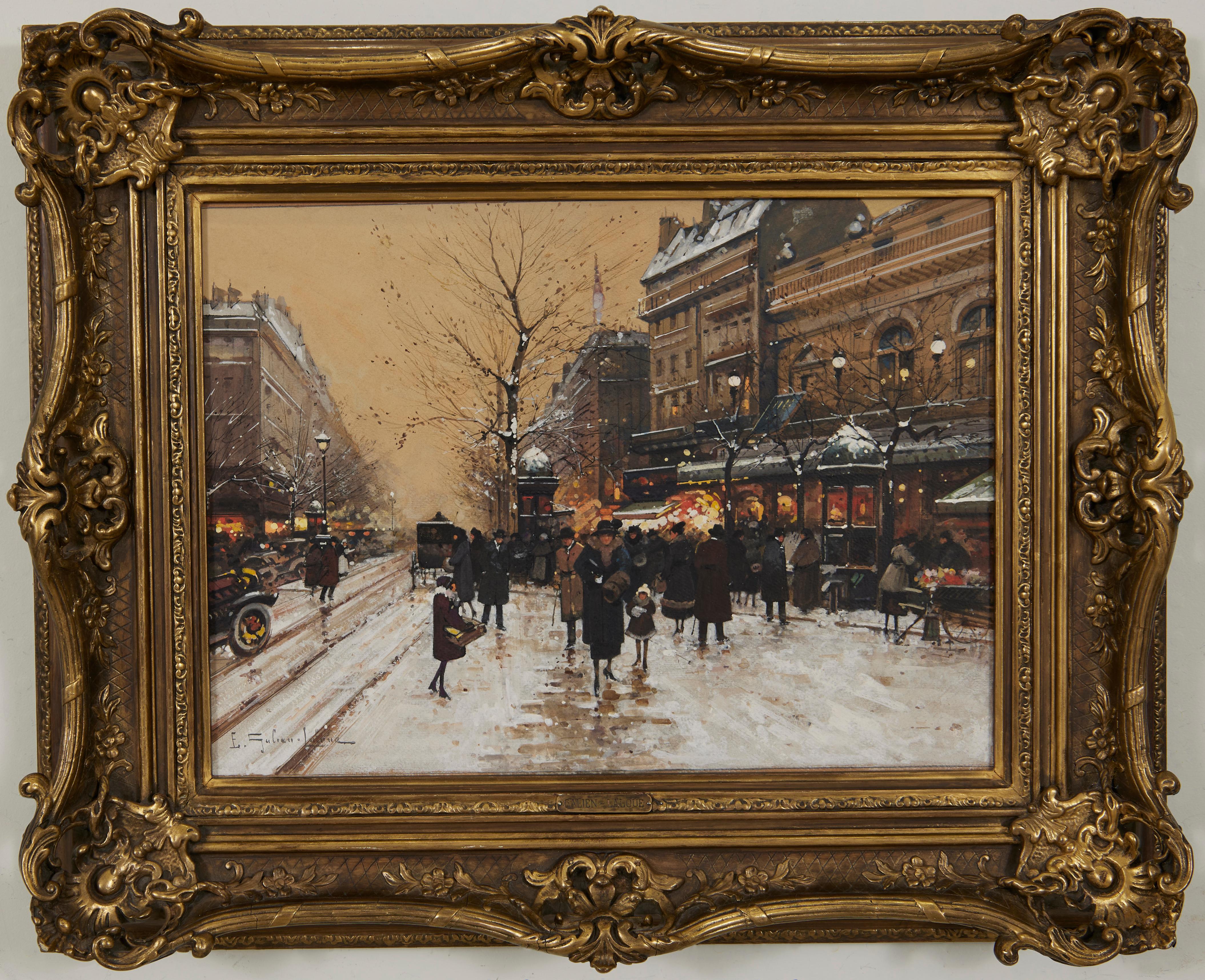 Théâtre du Gymnase, Scène de rue parisienne d'hiver en soirée