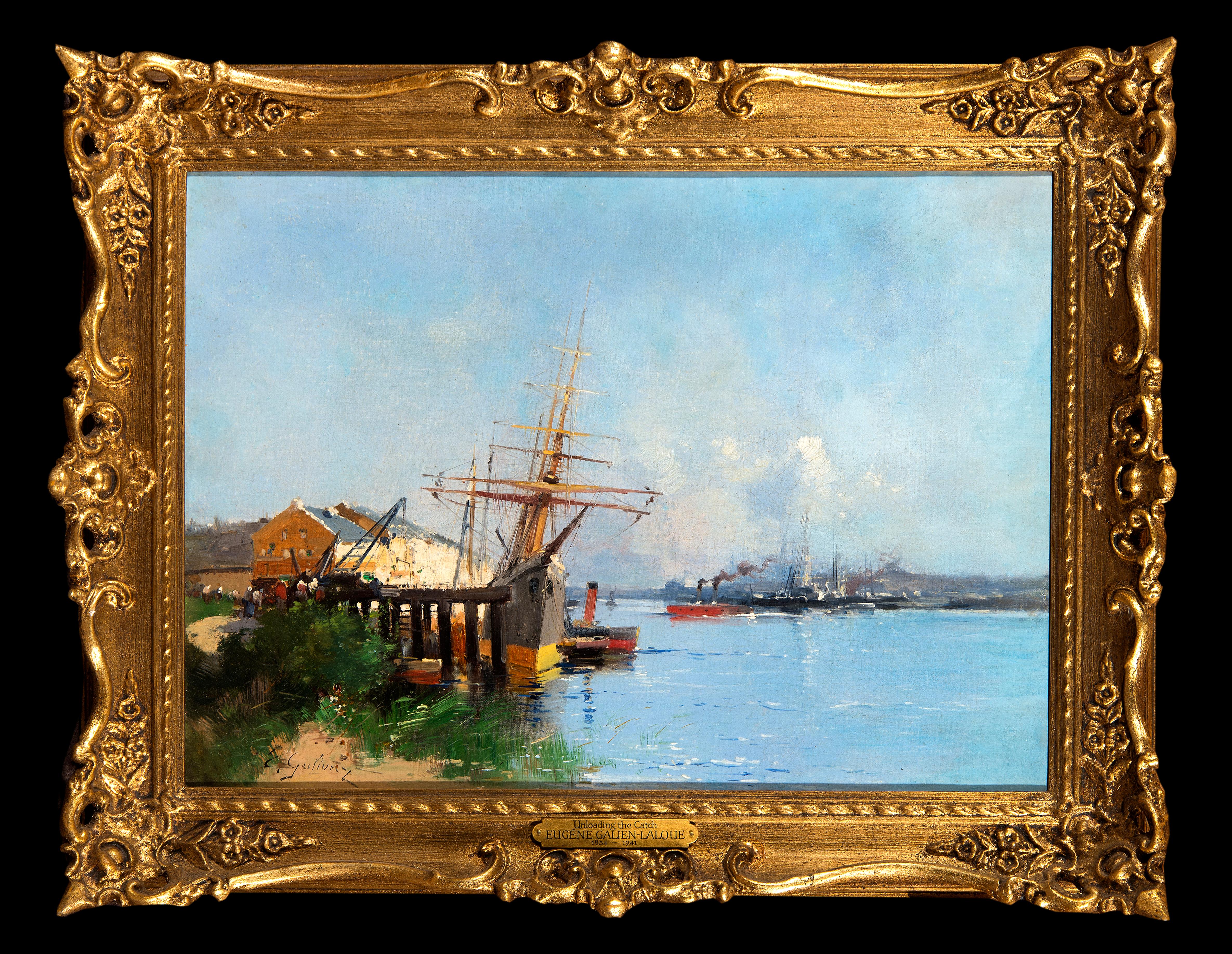 Entladen des Fangs – Painting von Eugene Galien-Laloue