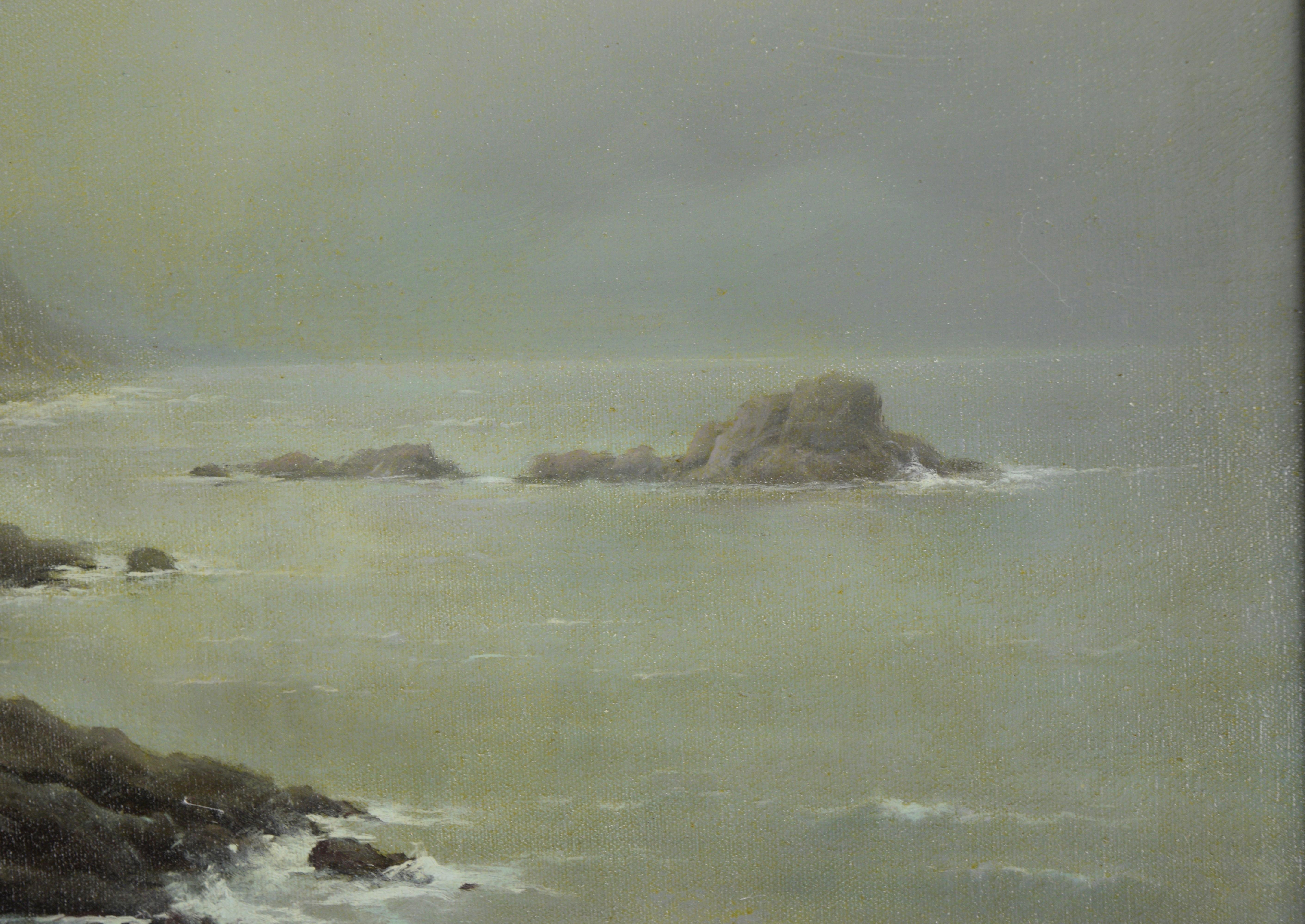 Misty Morning at Near Point, Carmel Seascape - Realist Painting by Eugene Garin 
