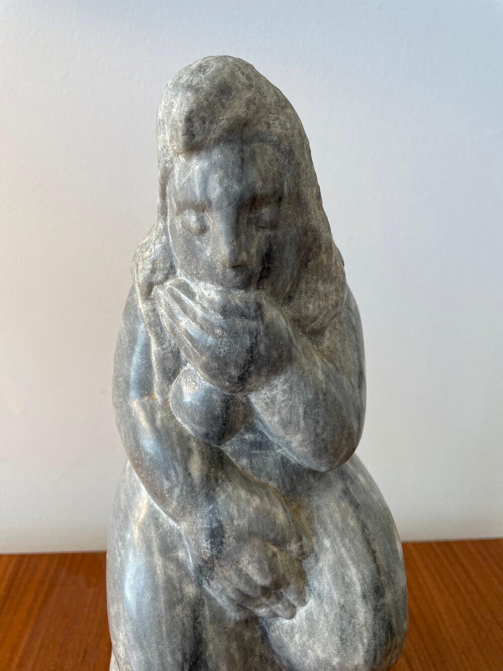German Eugene Gauss Hand Carved Marble Sculpture