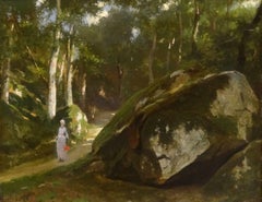 An Elegant Lady In The Forest, 19th Century