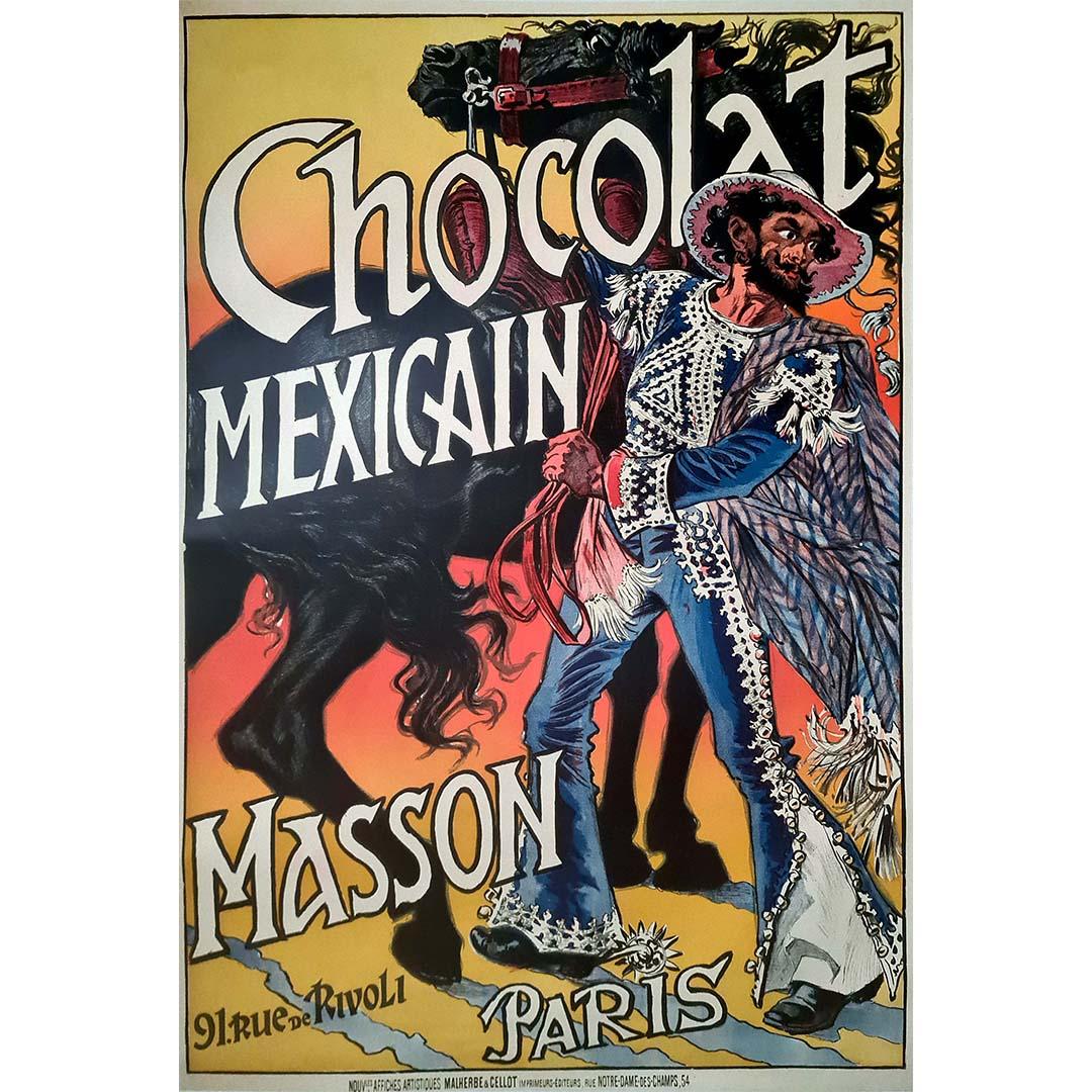 1892 Manifesto originale di Eugène Grasset - Chocolat Mexicain Masson Paris - Print Art Nouveau di Eugene Grasset