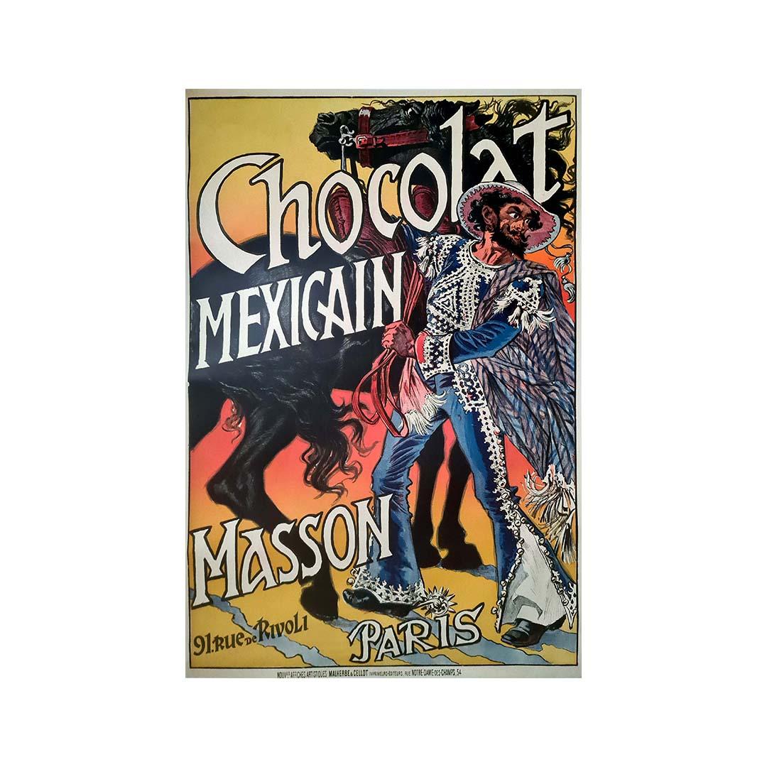 1892 Original poster by Eugène Grasset - Chocolat Mexicain Masson Paris - Print by Eugene Grasset