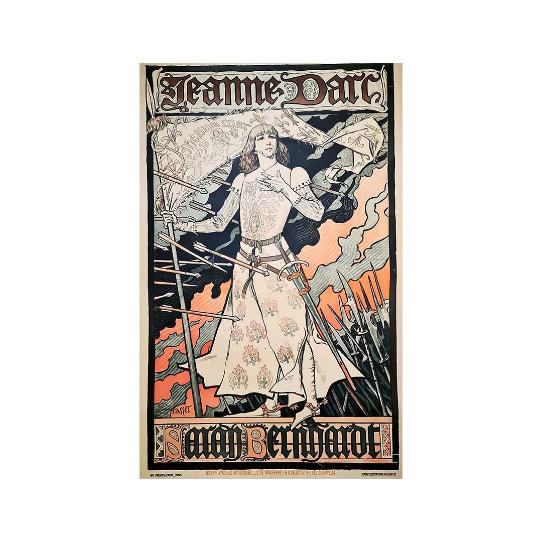 1894 Affiche Art Nouveau d'Eugène Grasset - Sarah Bernhardt - Jeanne d'Arc