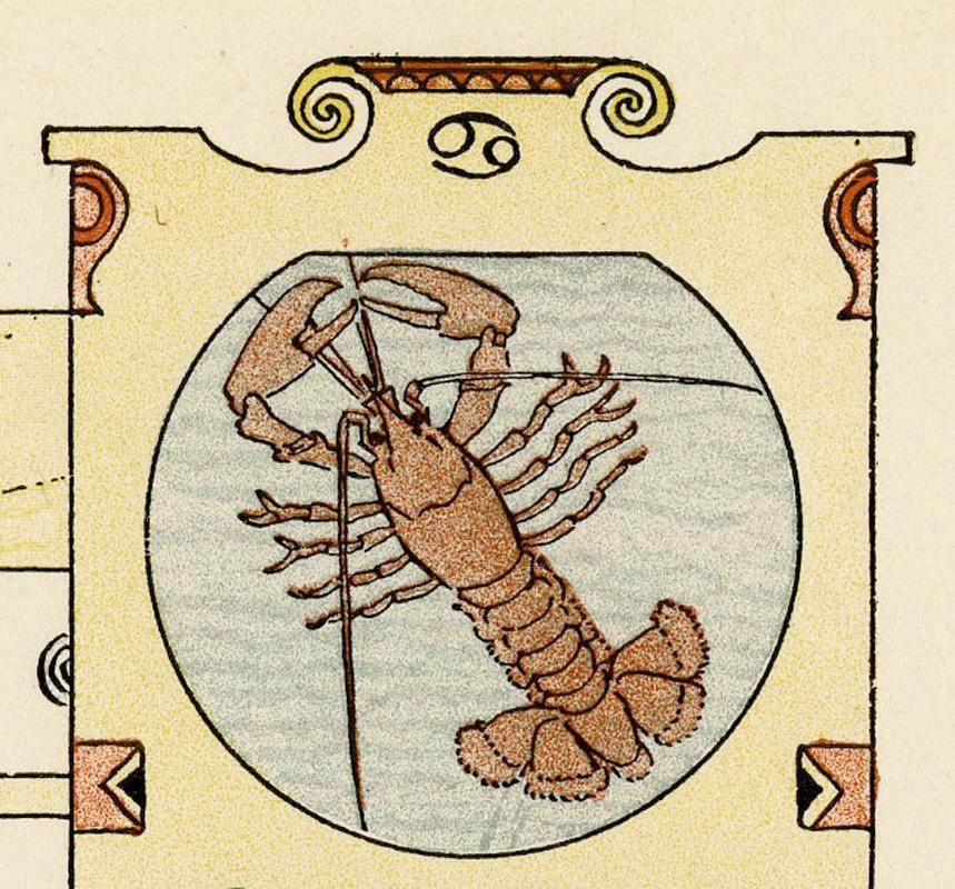 Cancer-The Crab - Art Nouveau Print by Eugene Grasset