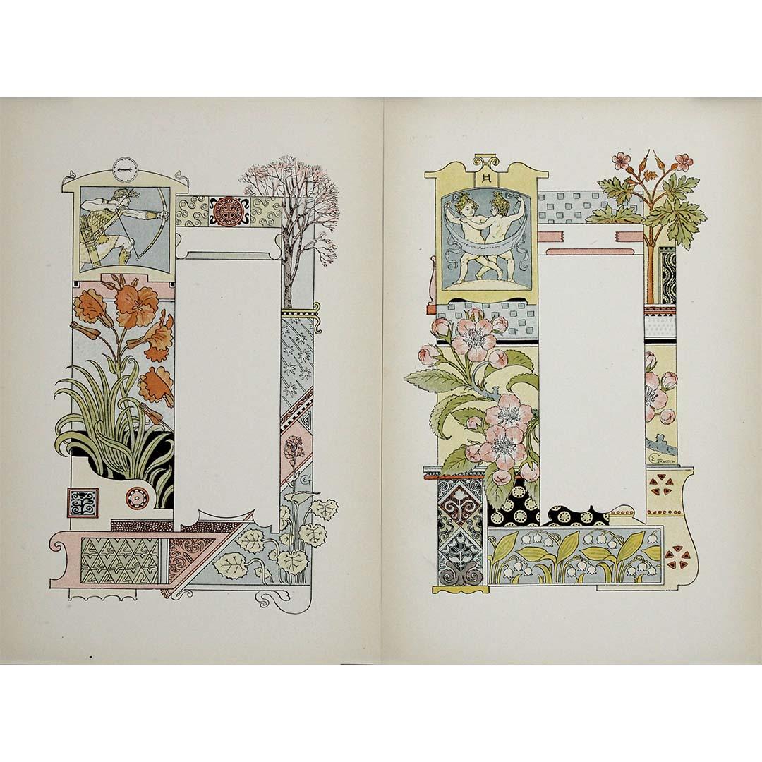 This exceptional 1886 calendar, created by the celebrated Art Nouveau master Eugène Grasset for the renowned Parisian department store Au Bon Marché, is a sublime blend of commercial art and symbolic illustration. Titled Signes du Zodiaque, the