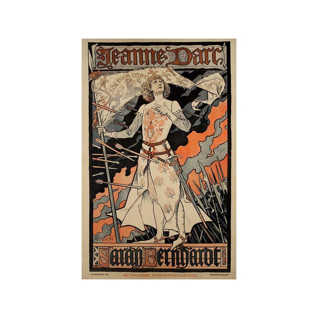 Original 1894 poster by Eugène Grasset - Jeanne d'Arc Sarah Bernhardt - Art Nouveau Print by Eugene Grasset