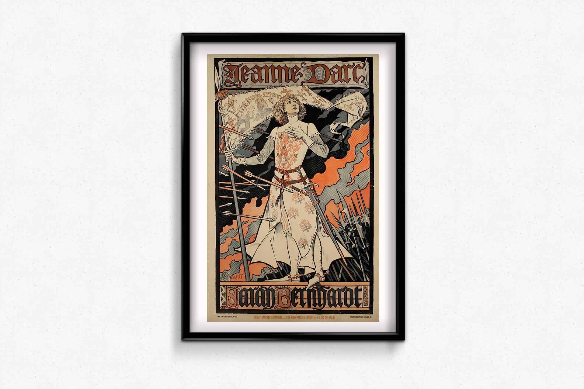 Original 1894 poster by Eugène Grasset - Jeanne d'Arc Sarah Bernhardt For Sale 1