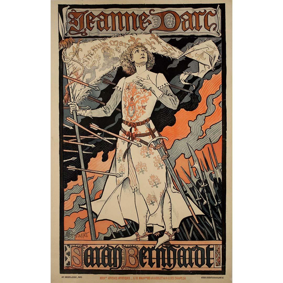 Original 1894 poster by Eugène Grasset - Jeanne d'Arc Sarah Bernhardt - Print by Eugene Grasset