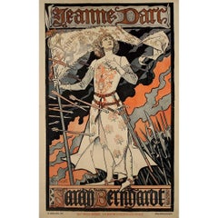 Original 1894 poster by Eugène Grasset - Jeanne d'Arc Sarah Bernhardt