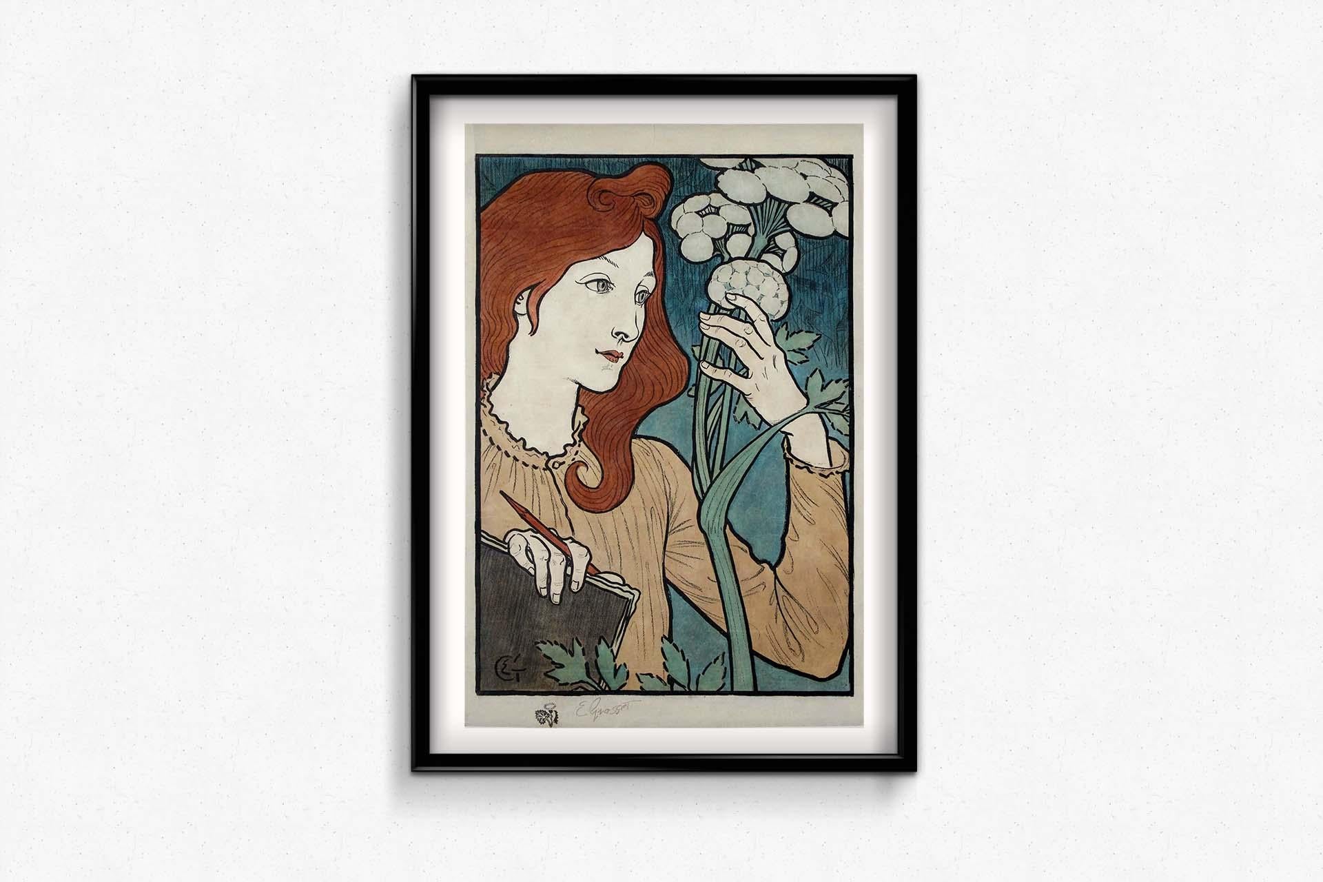 Original lithograph by Eugène Grasset for Le Salon des Cent in 1894 - Art Nouveau Print by Eugene Grasset