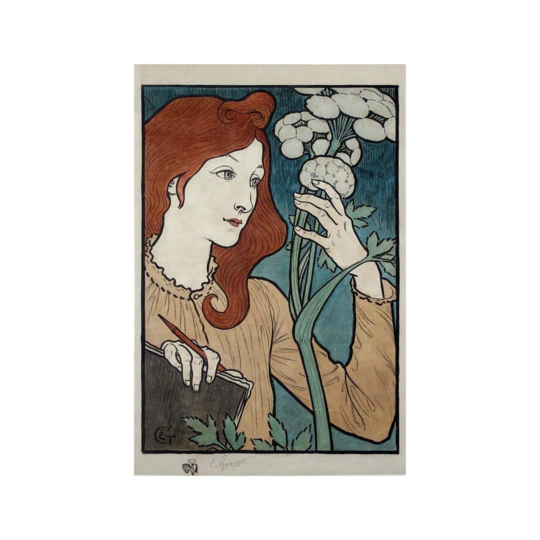 Lithographie originale d'Eugène Grasset pour Le Salon des Cent en 1894 en vente 1