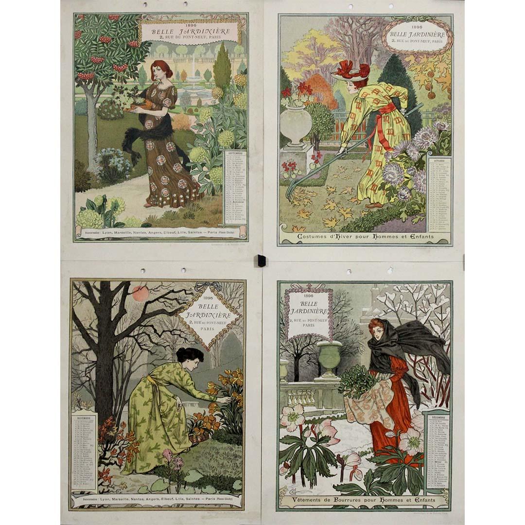 Rare and exquisite 1896 calendar by Eugène Grasset - La Belle Jardinière For Sale 1