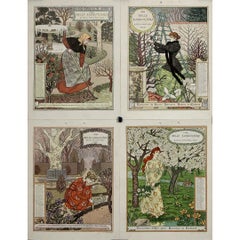 Antique Rare and exquisite 1896 calendar by Eugène Grasset - La Belle Jardinière
