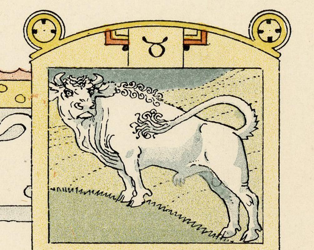 Taurus-The Bull - Art Nouveau Print by Eugene Grasset