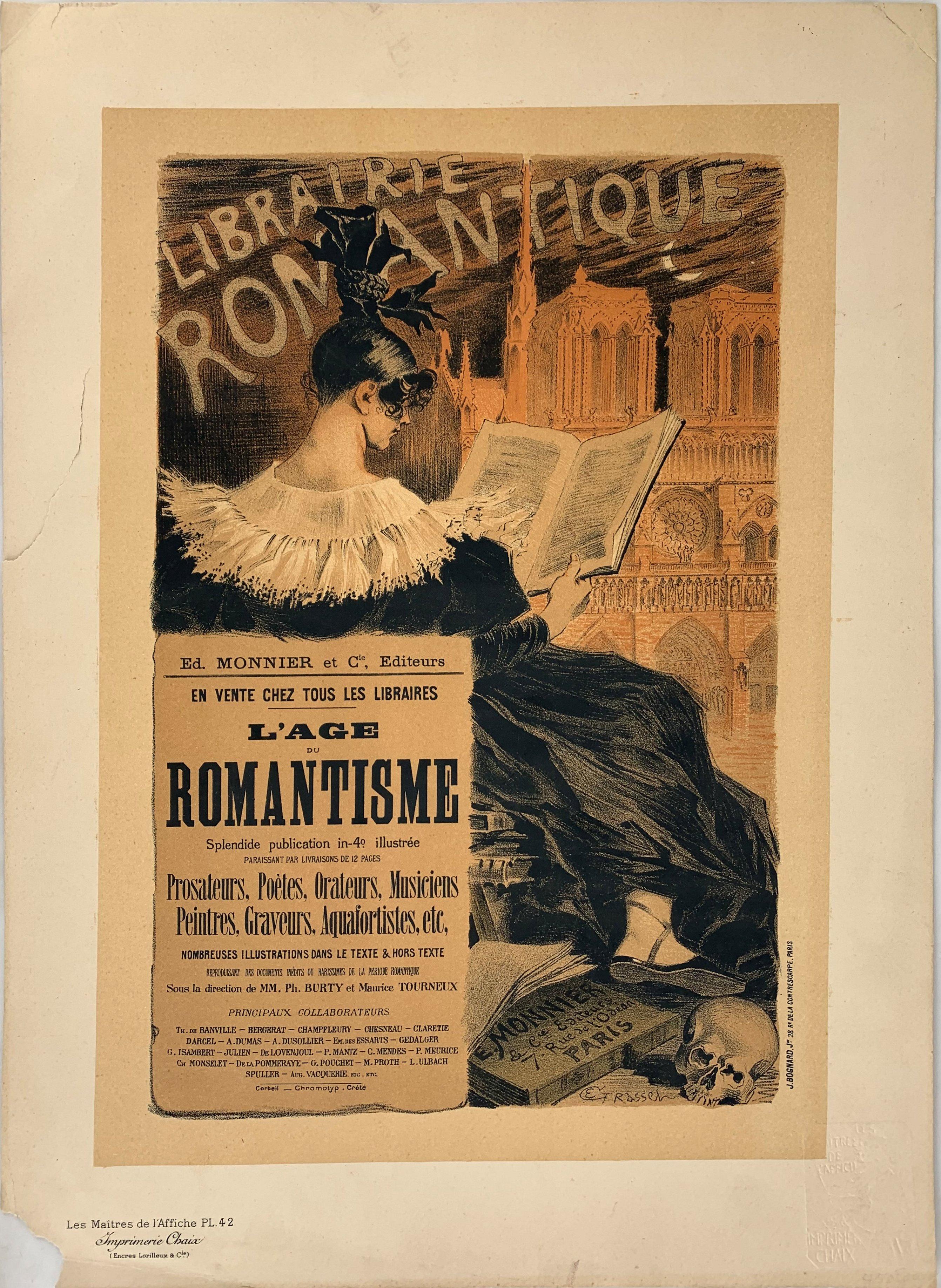 The Reader and Notre-Dame de Paris - Lithograph (Les Maîtres de l'Affiche), 1895 - Print by Eugene Grasset