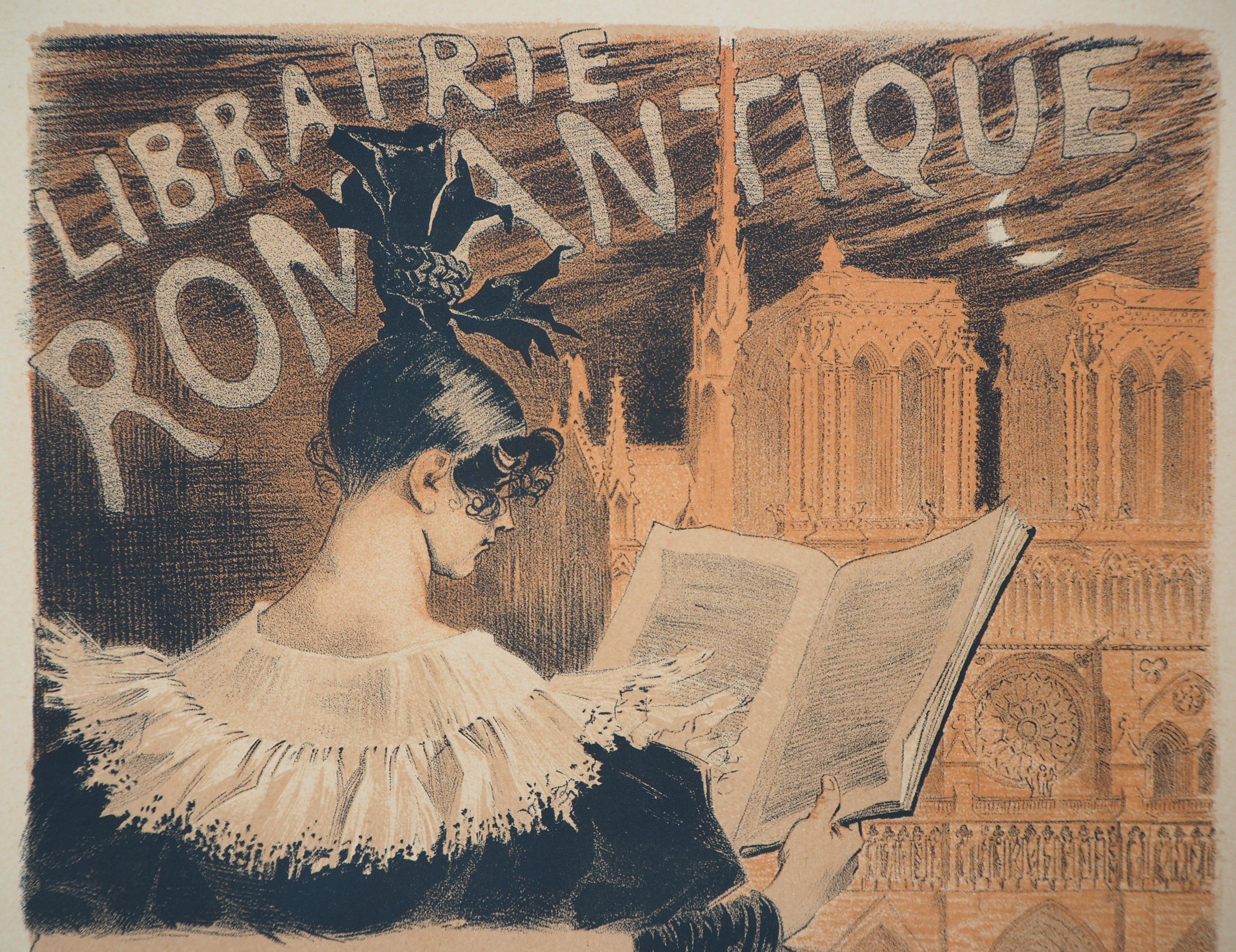 The Reader and Notre-Dame de Paris - Lithograph (Les Maîtres de l'Affiche), 1895 - Brown Figurative Print by Eugene Grasset