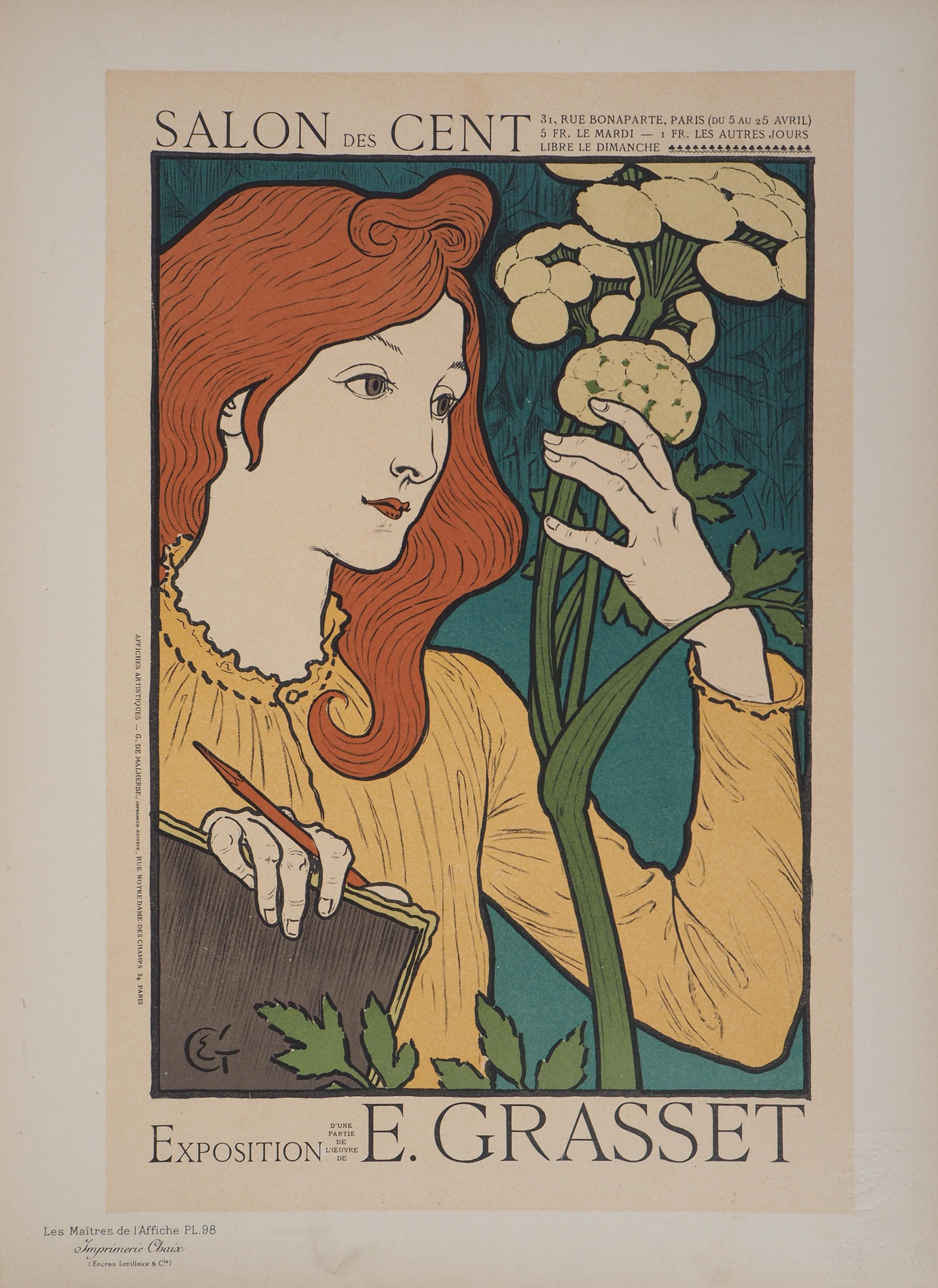 Woman with Flowers - Lithograph (Les Maîtres de l'Affiche), 1897 - Print by Eugene Grasset
