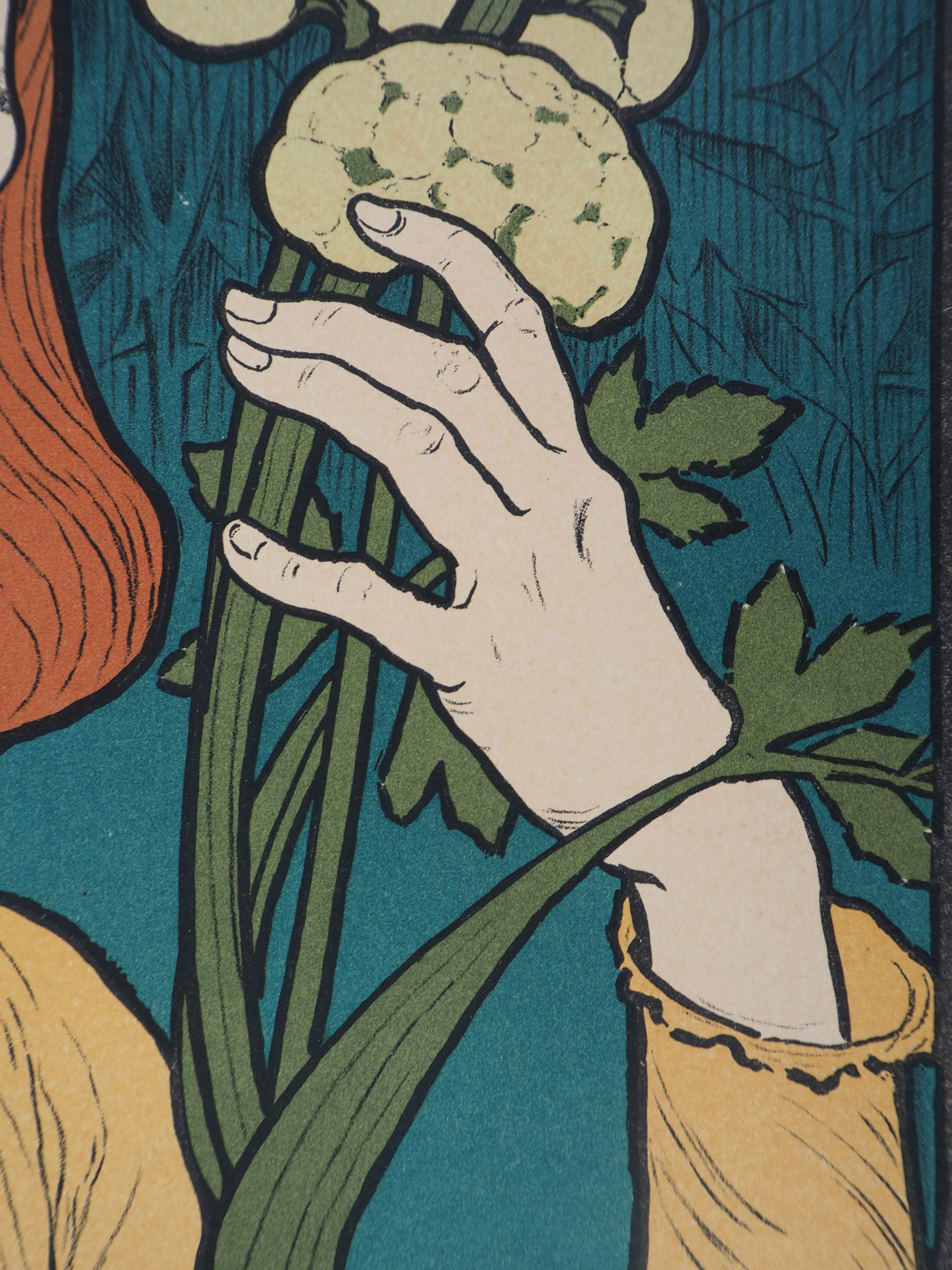 Woman with Flowers - Lithograph (Les Maîtres de l'Affiche), 1897 - Art Nouveau Print by Eugene Grasset