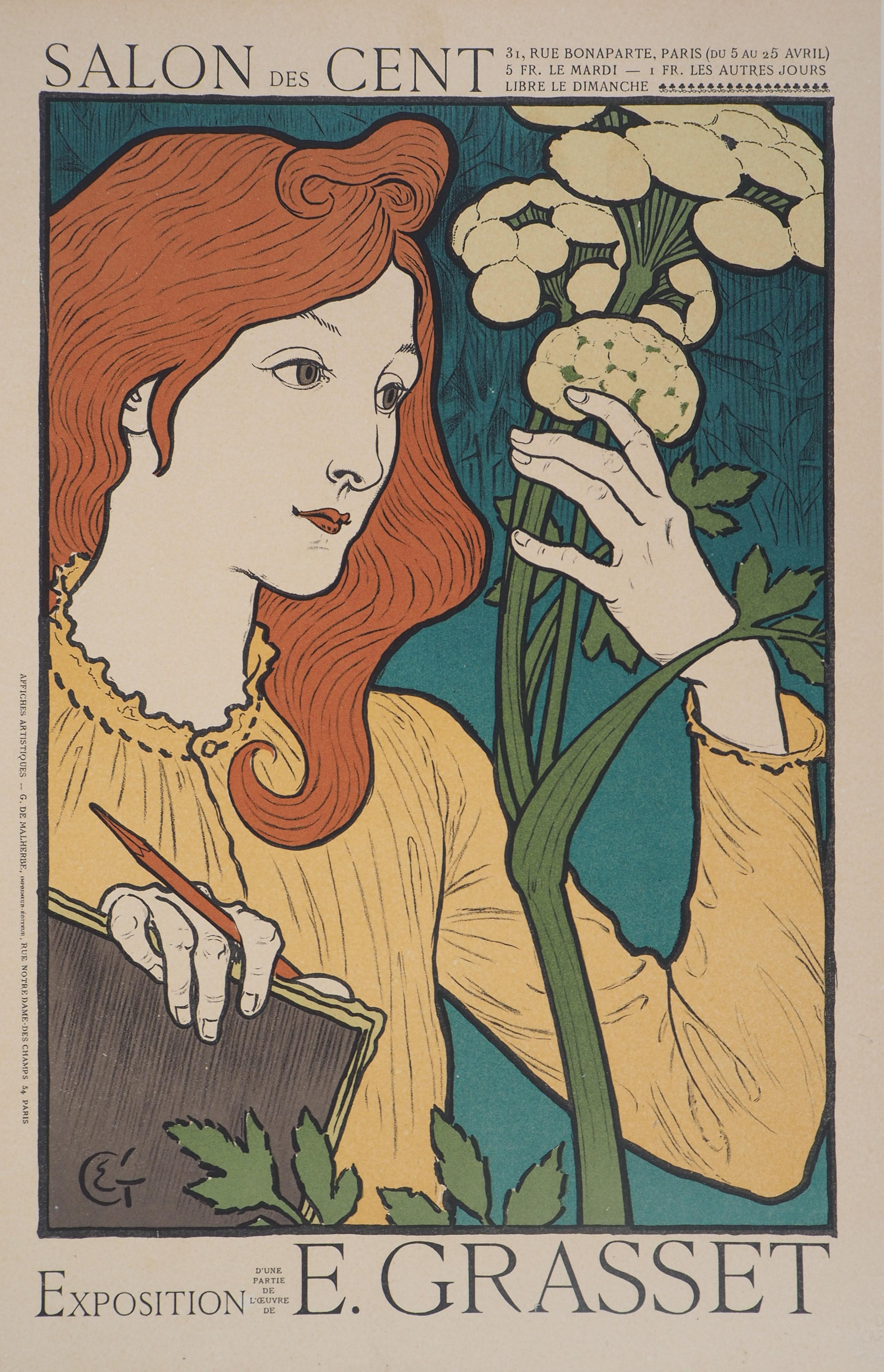 Eugene Grasset Figurative Print - Woman with Flowers - Lithograph (Les Maîtres de l'Affiche), 1897