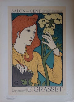Woman with Flowers (Salon des Cent) - original lithograph (1897-1898)