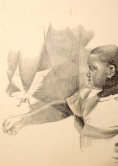"And Search for Peace" - Rare Signed Figurative Lithograph in Ink on Paper